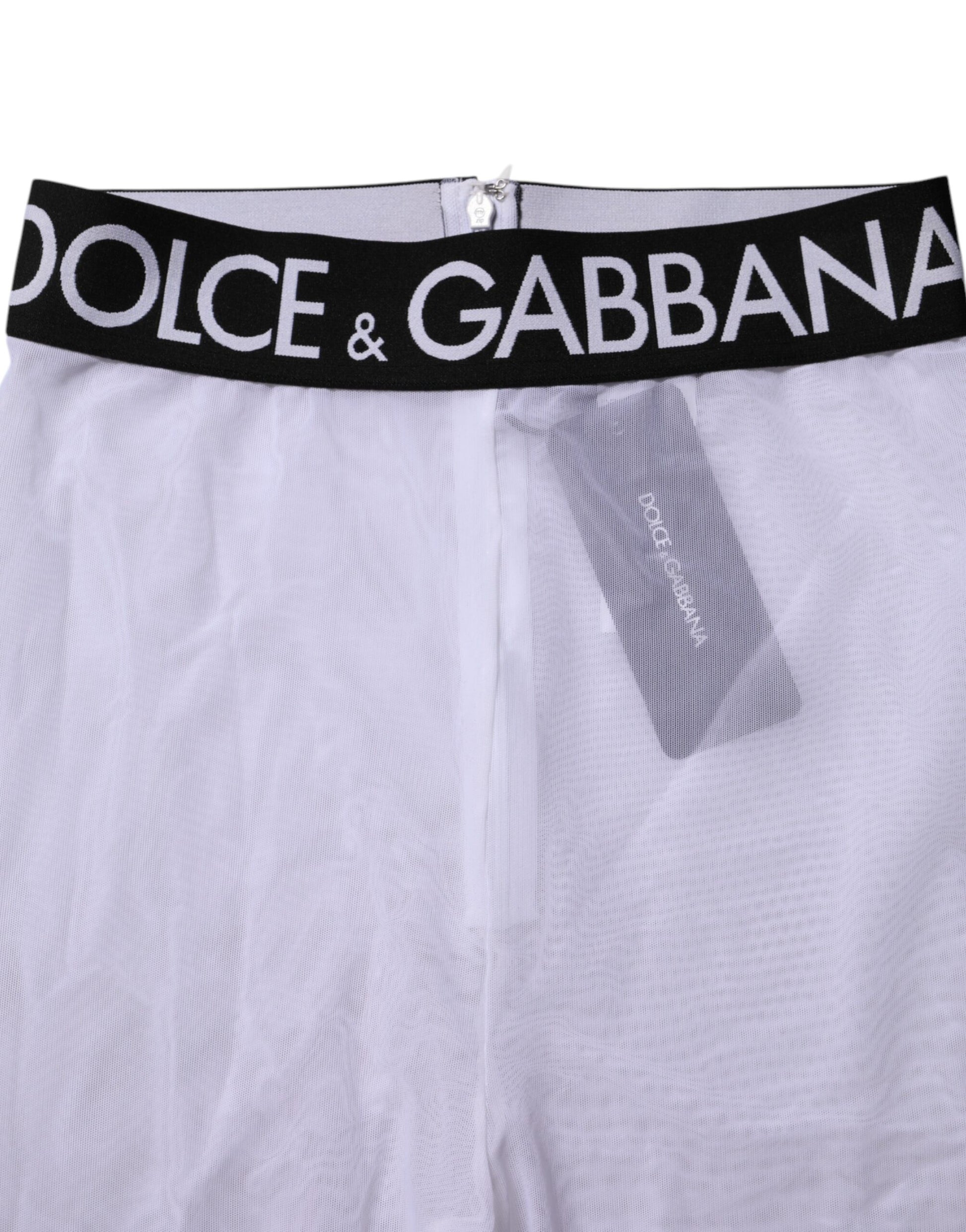 Pantalon Legging Dolce & Gabbana Gris en Nylon Taille Moyenne avec Logo DG