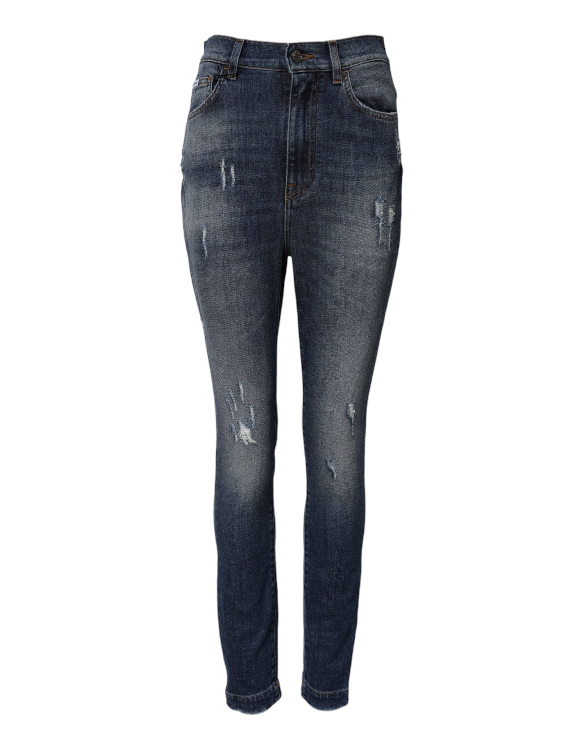 Jean en jean bleu délavé taille haute Dolce & Gabbana
