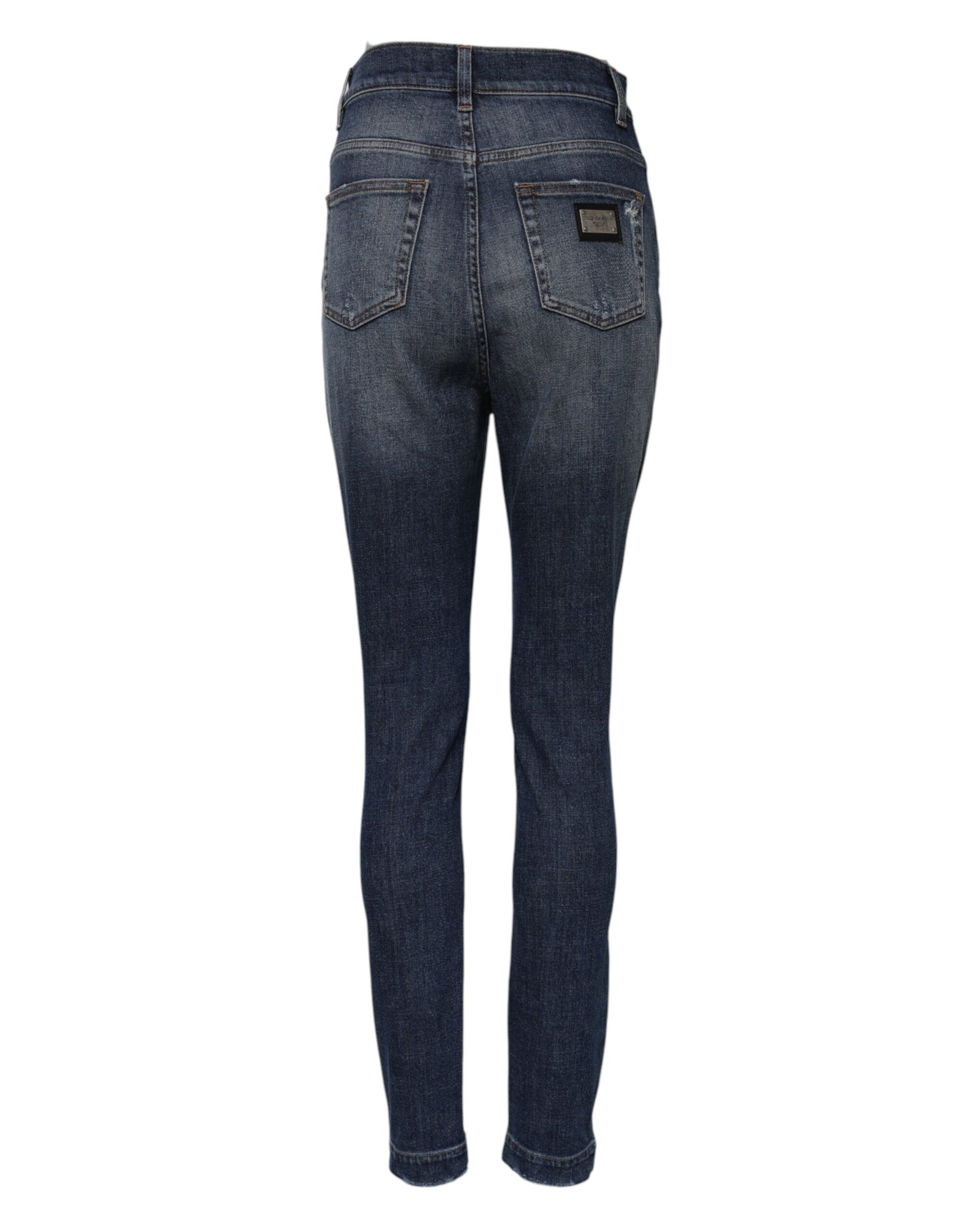Jean en jean bleu délavé taille haute Dolce & Gabbana