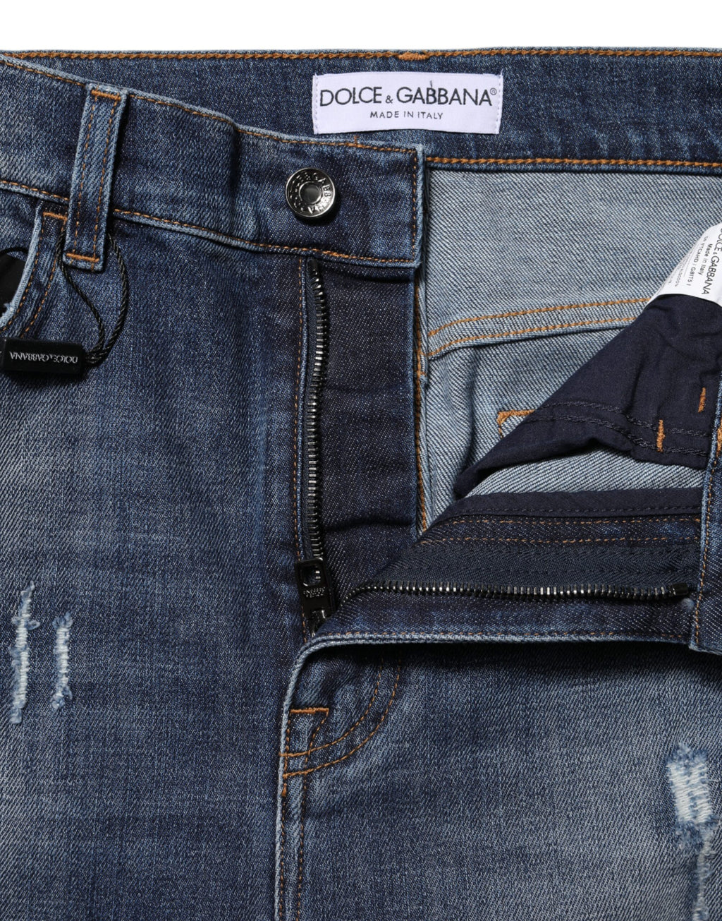 Jean en jean bleu délavé taille haute Dolce & Gabbana