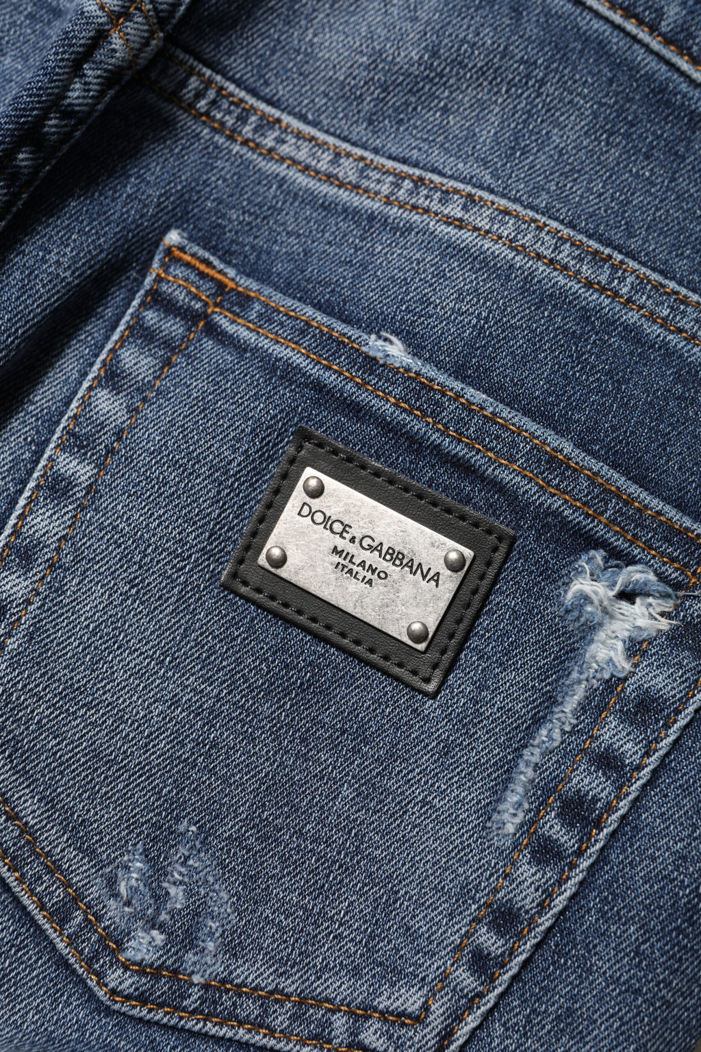 Jean en jean bleu délavé taille haute Dolce & Gabbana