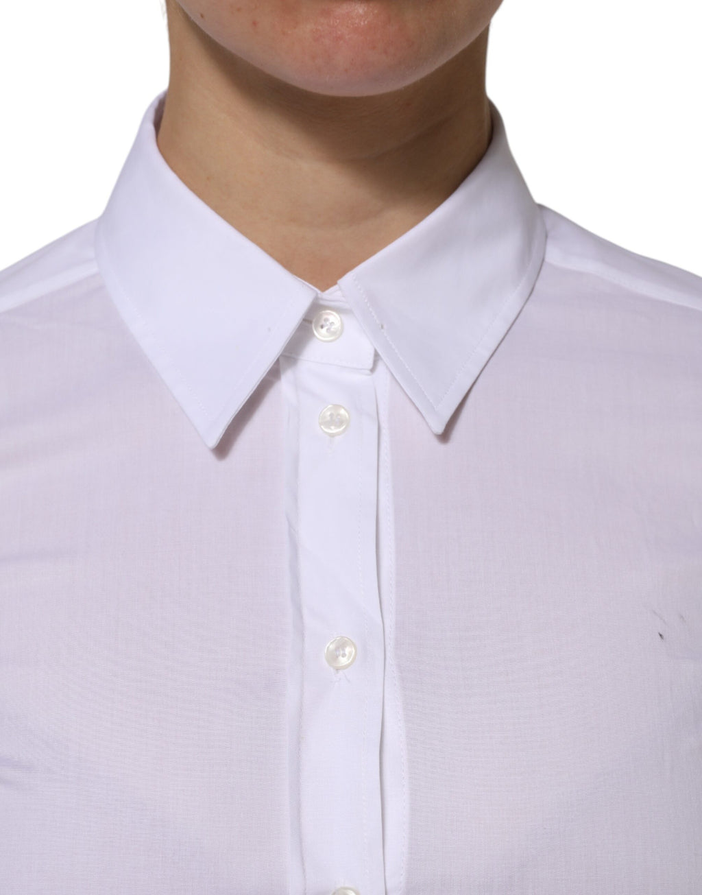 Chemise Top à col et manches longues en coton blanc Dolce & Gabbana