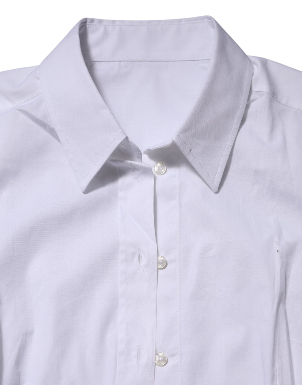 Chemise Top à col et manches longues en coton blanc Dolce & Gabbana