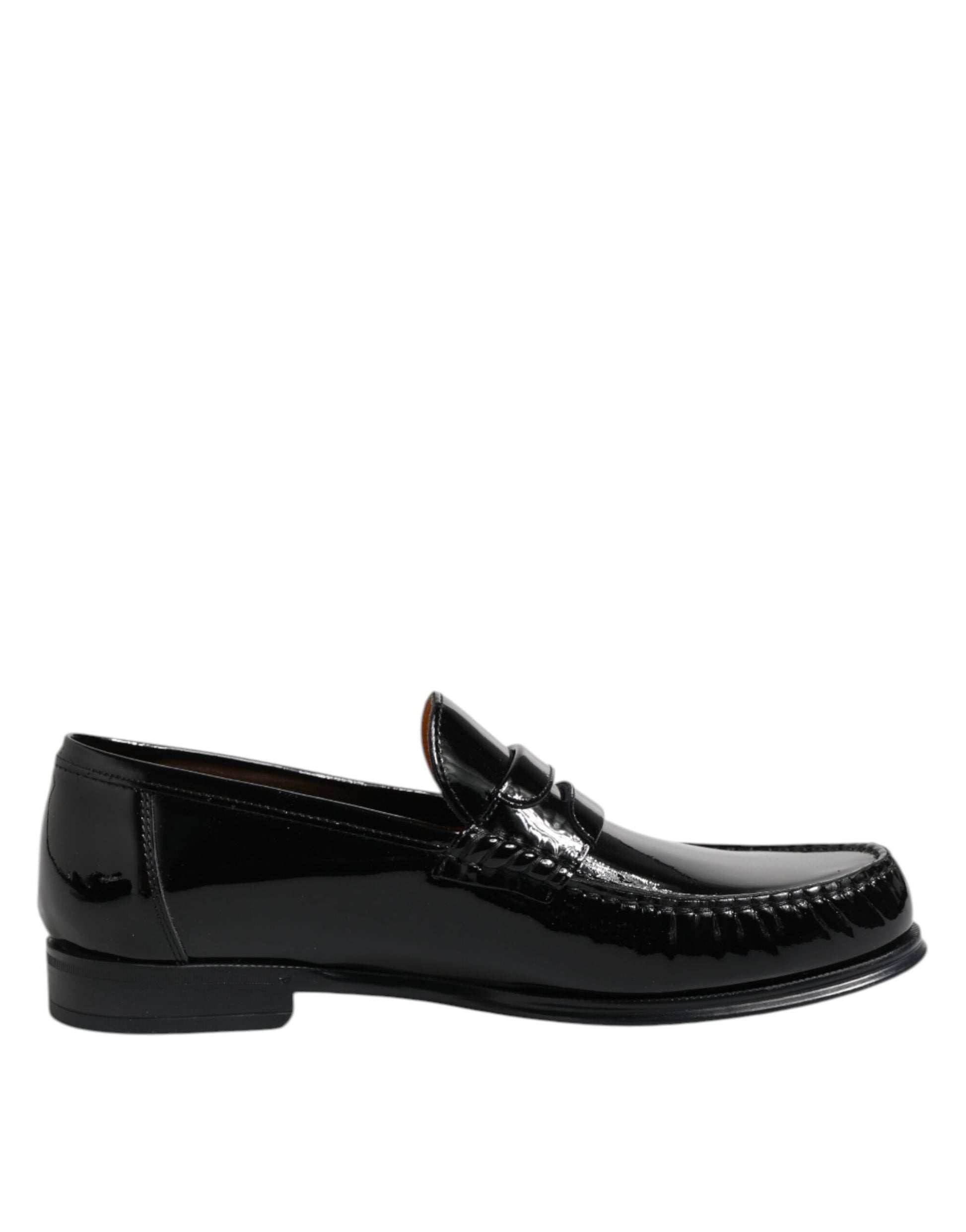 Mocassins à enfiler en cuir noir Dolce & Gabbana