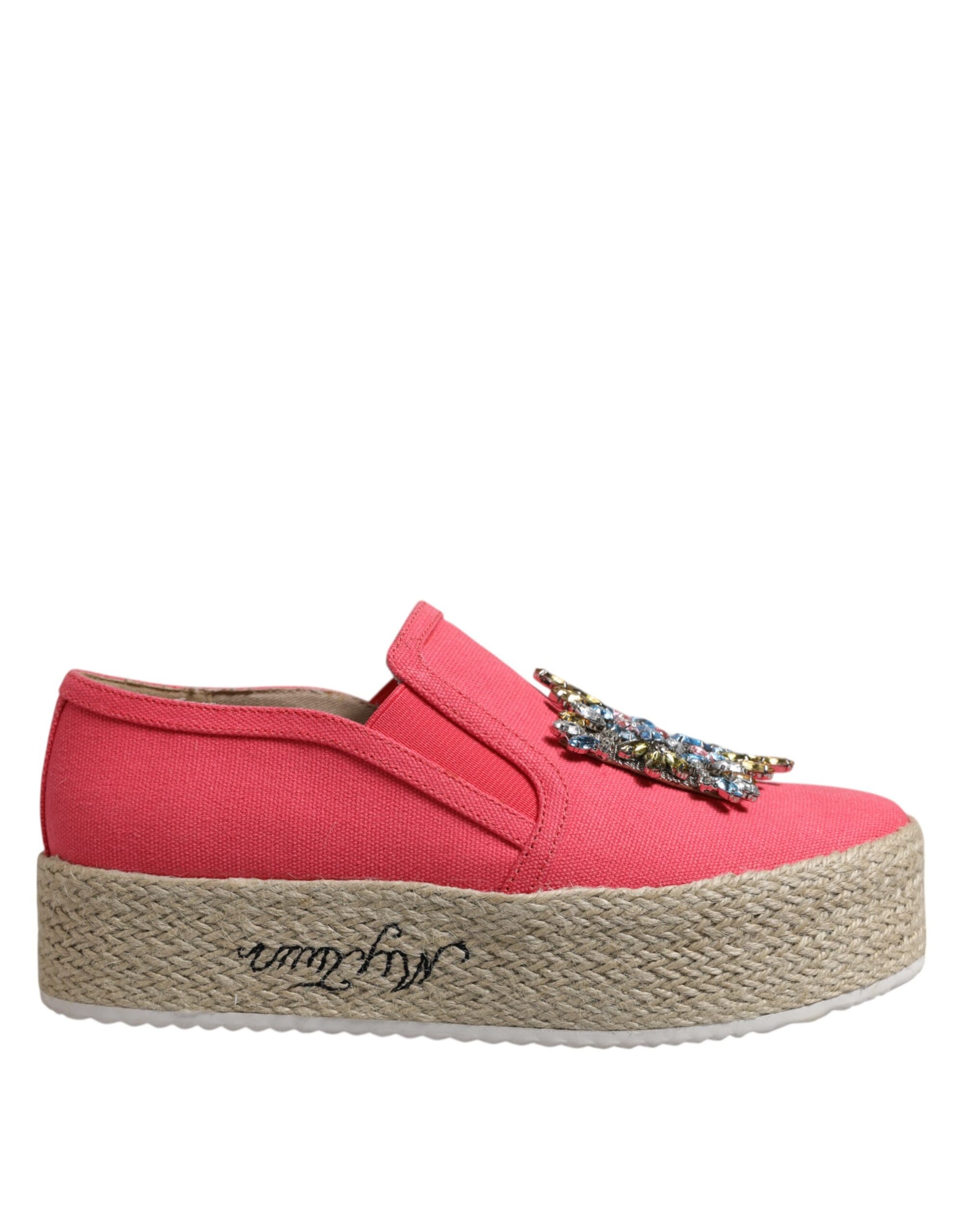 Chaussures à enfiler Twinset en toile rose ornée de cristaux