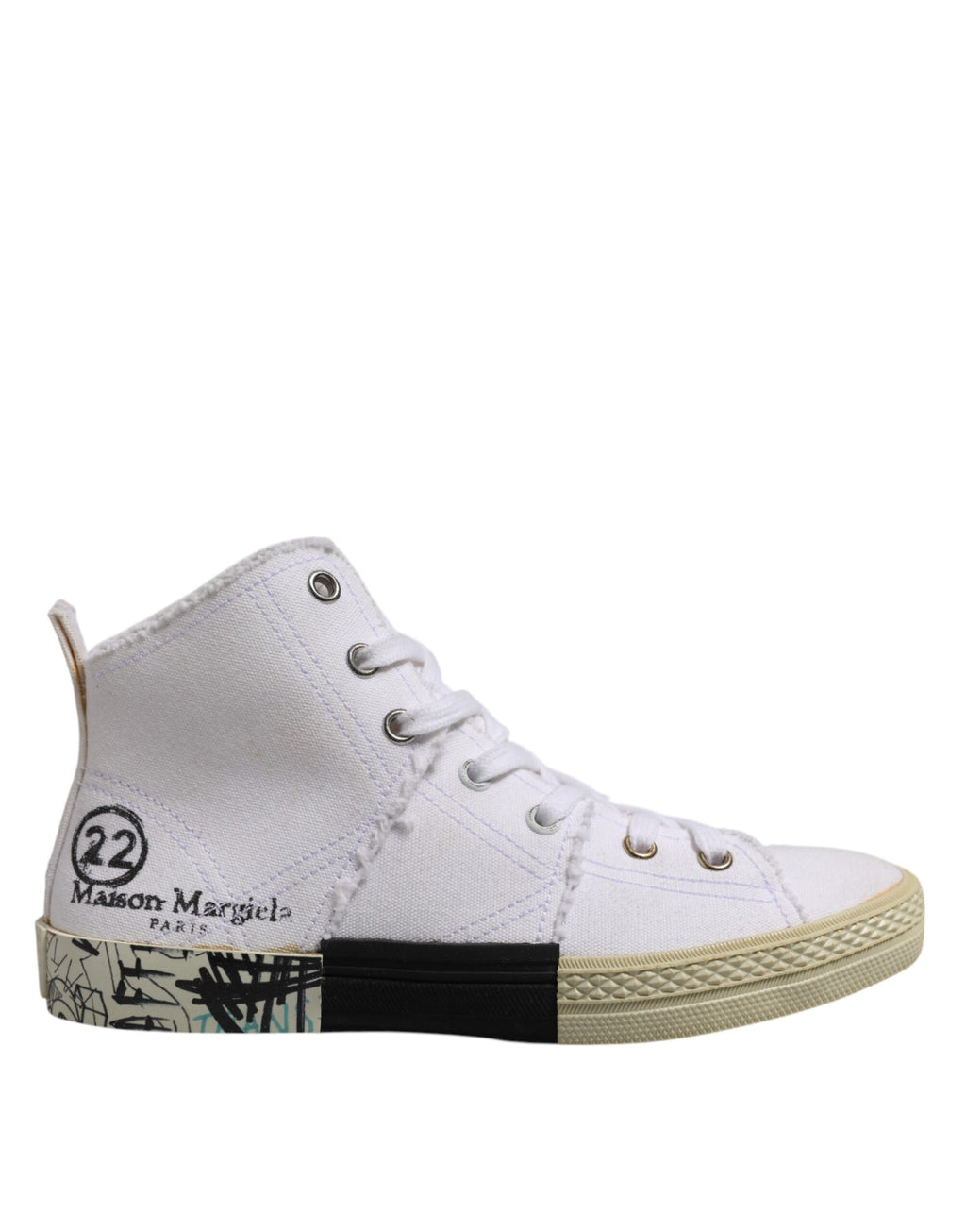 Chaussures Baskets Montantes Femme à Lacets Blanches Maison Margiela