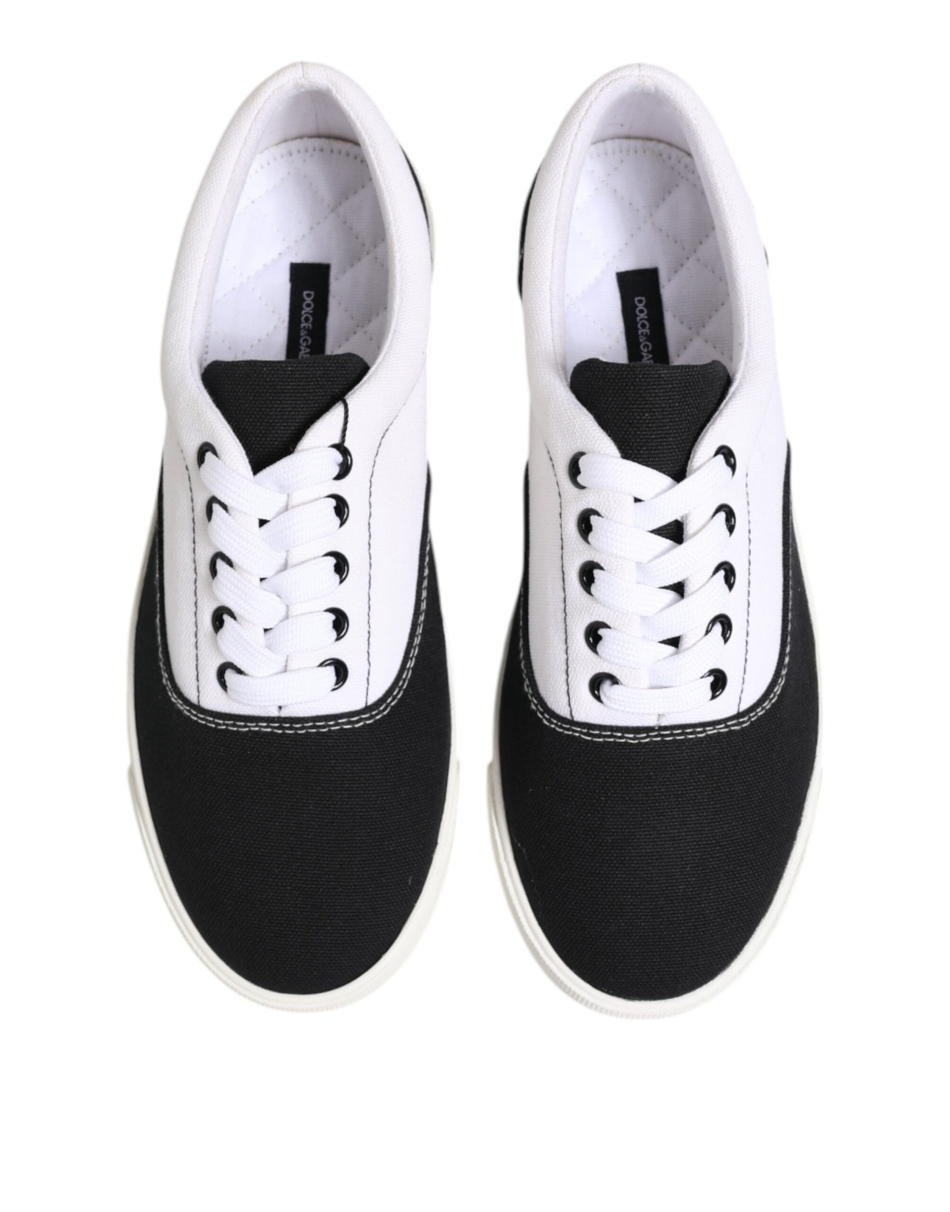 Chaussures Homme Dolce & Gabbana Baskets Montantes en Toile de Coton Noire à Lacets