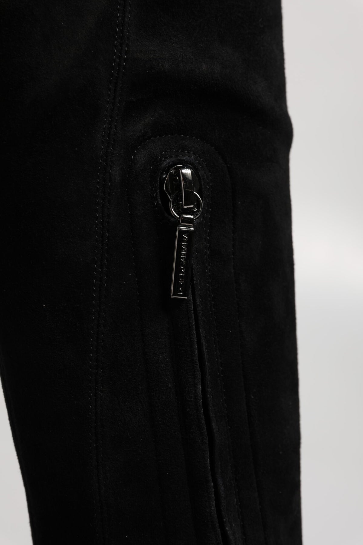 Bottes hautes en daim et cuir noir Dolce & Gabbana