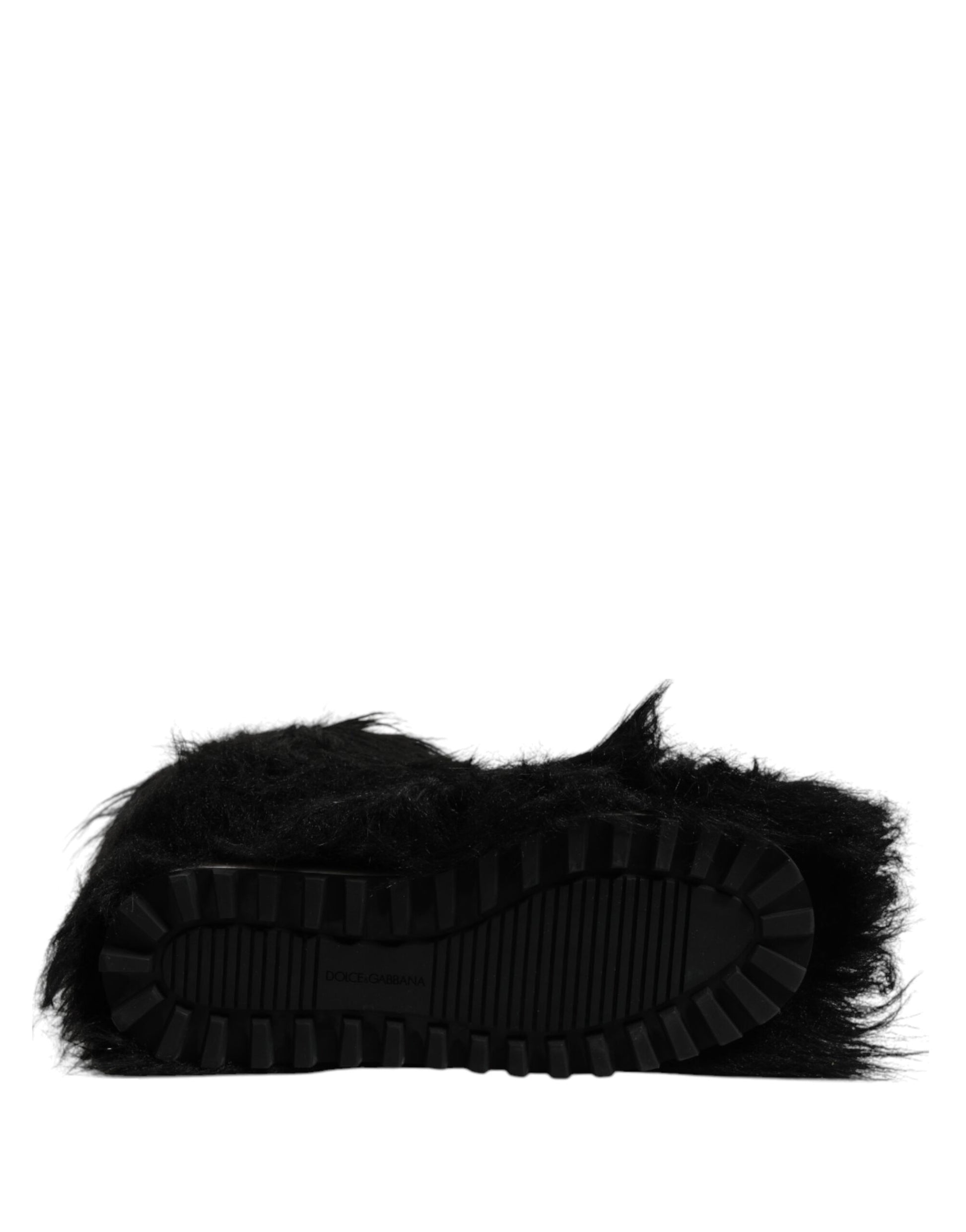 Bottes mi-mollet Dolce & Gabbana en fausse fourrure noire