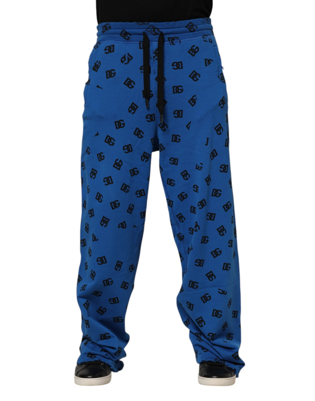 Dolce & Gabbana Pantalon de survêtement bleu pour homme avec logo imprimé