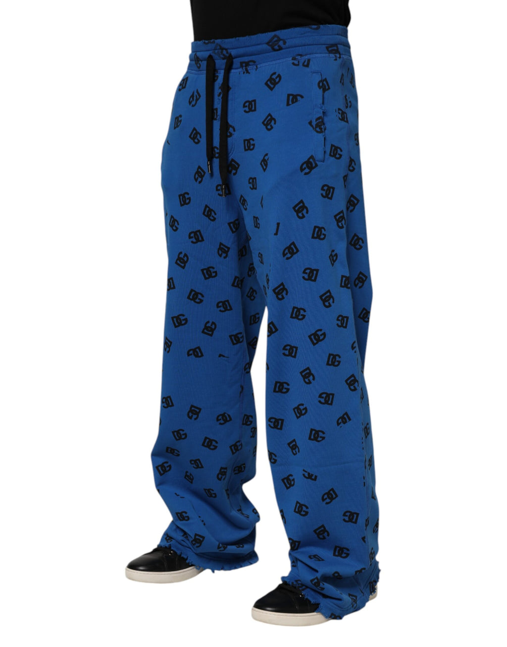 Dolce & Gabbana Pantalon de survêtement bleu pour homme avec logo imprimé