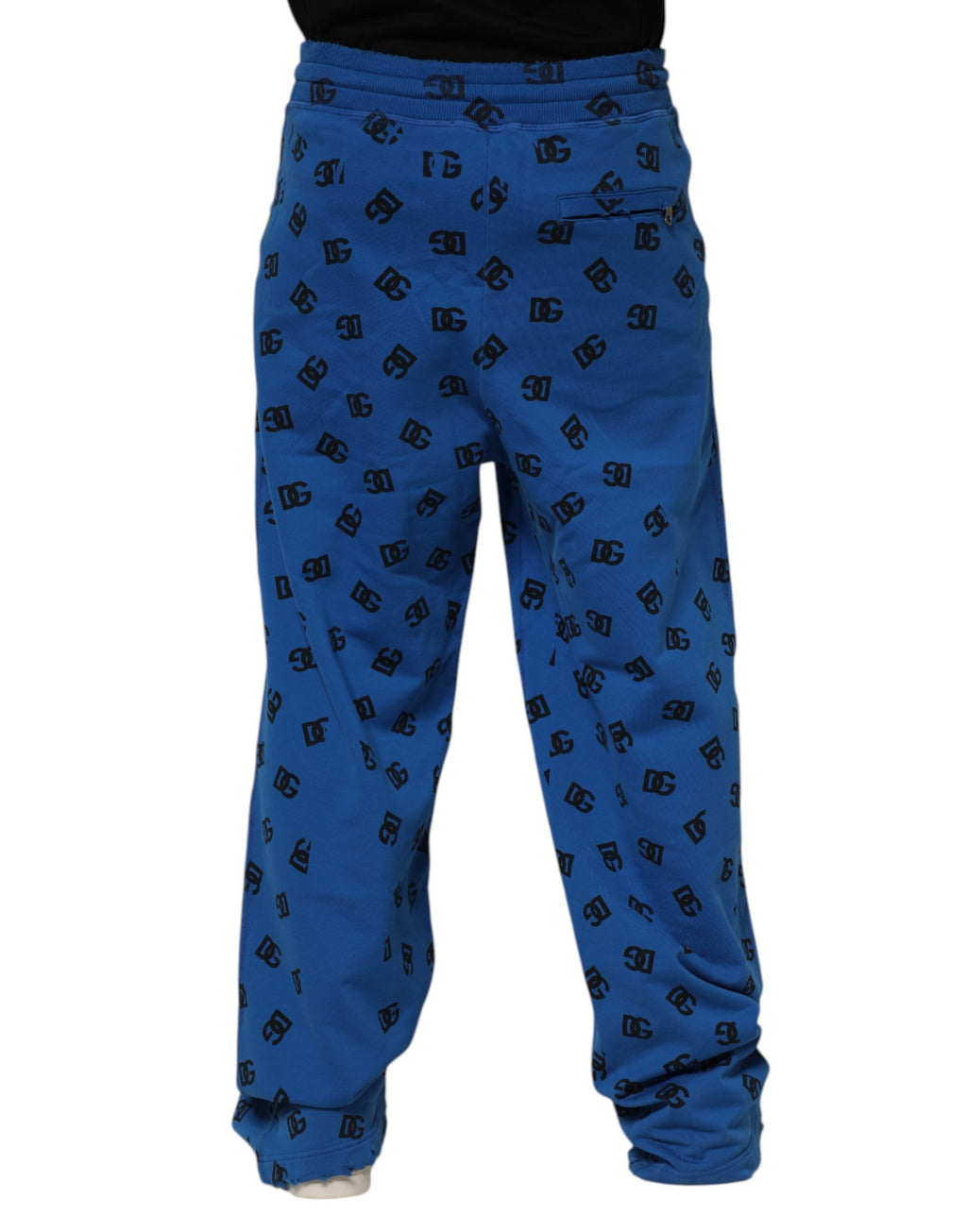 Dolce & Gabbana Pantalon de survêtement bleu pour homme avec logo imprimé