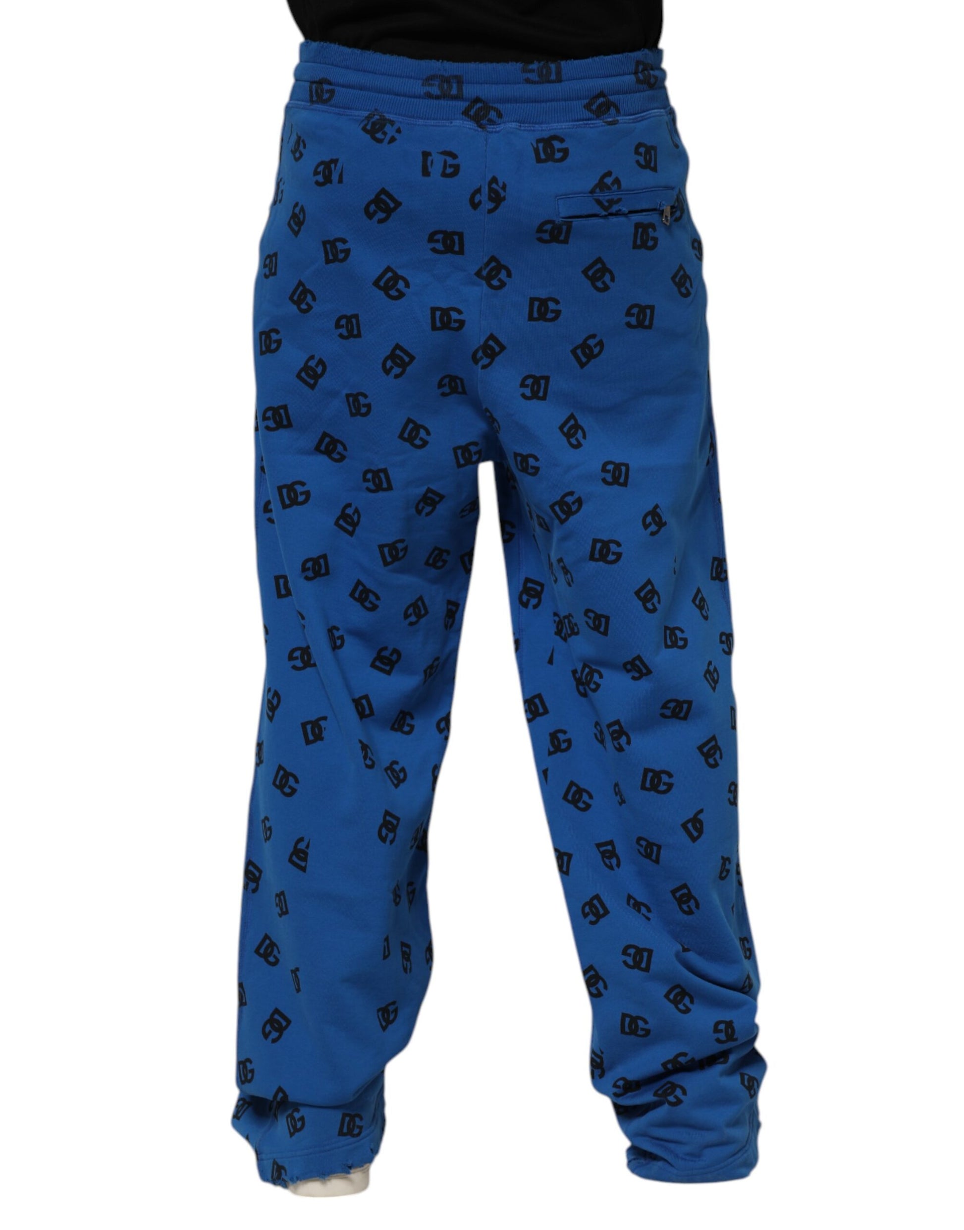 Dolce & Gabbana Pantalon de survêtement bleu pour homme avec logo imprimé