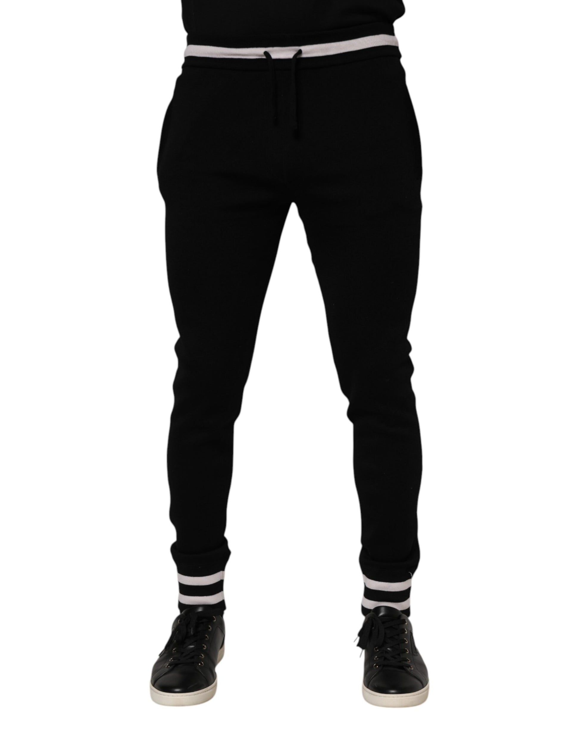 Pantalon de jogging en molleton de coton noir Dolce & Gabbana pour homme