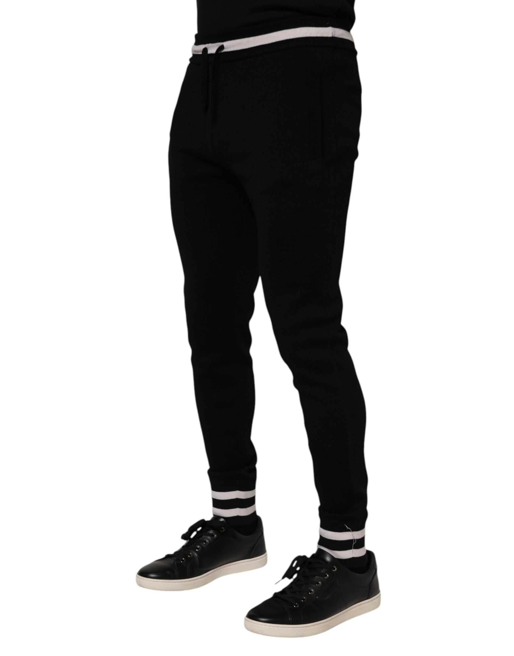 Pantalon de jogging en molleton de coton noir Dolce & Gabbana pour homme