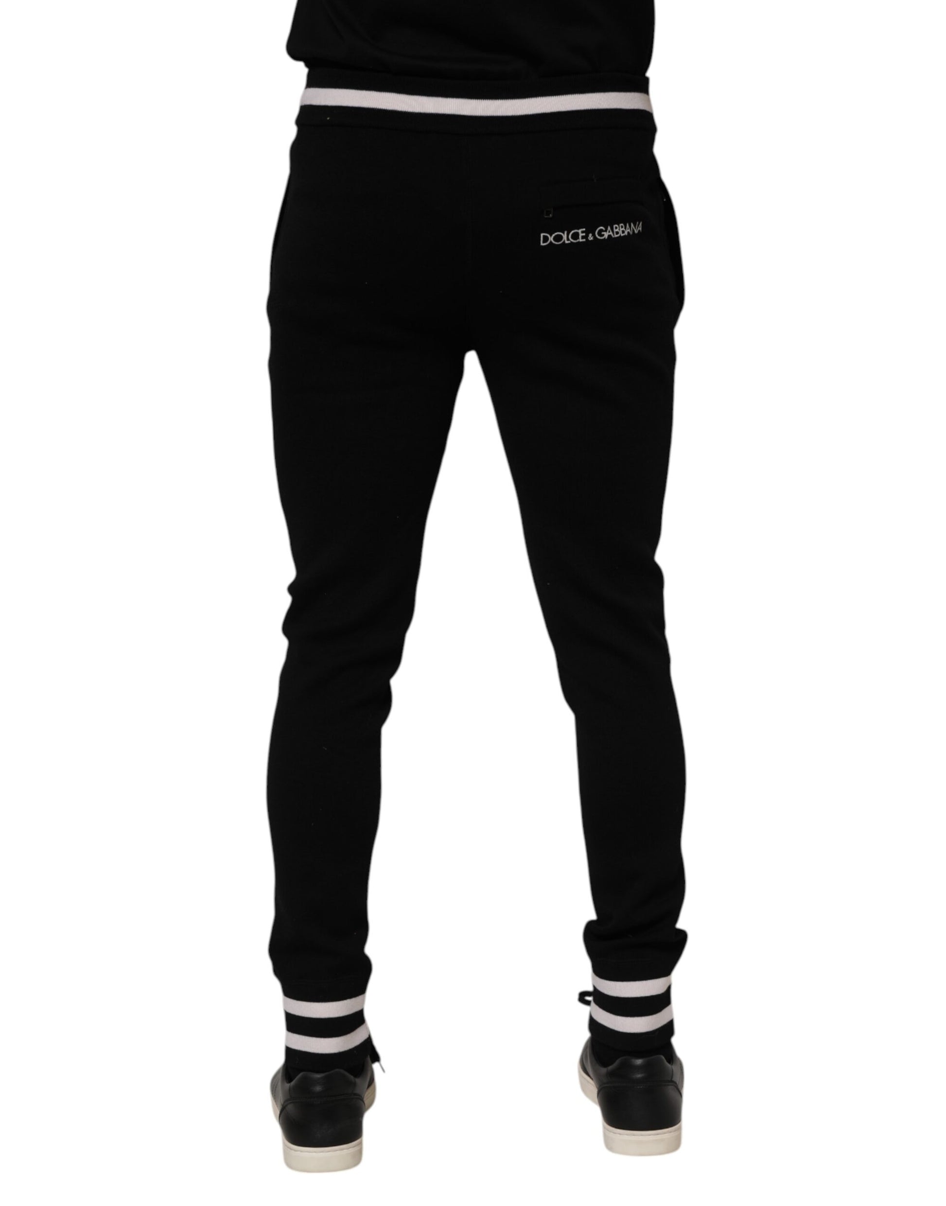 Pantalon de jogging en molleton de coton noir Dolce & Gabbana pour homme