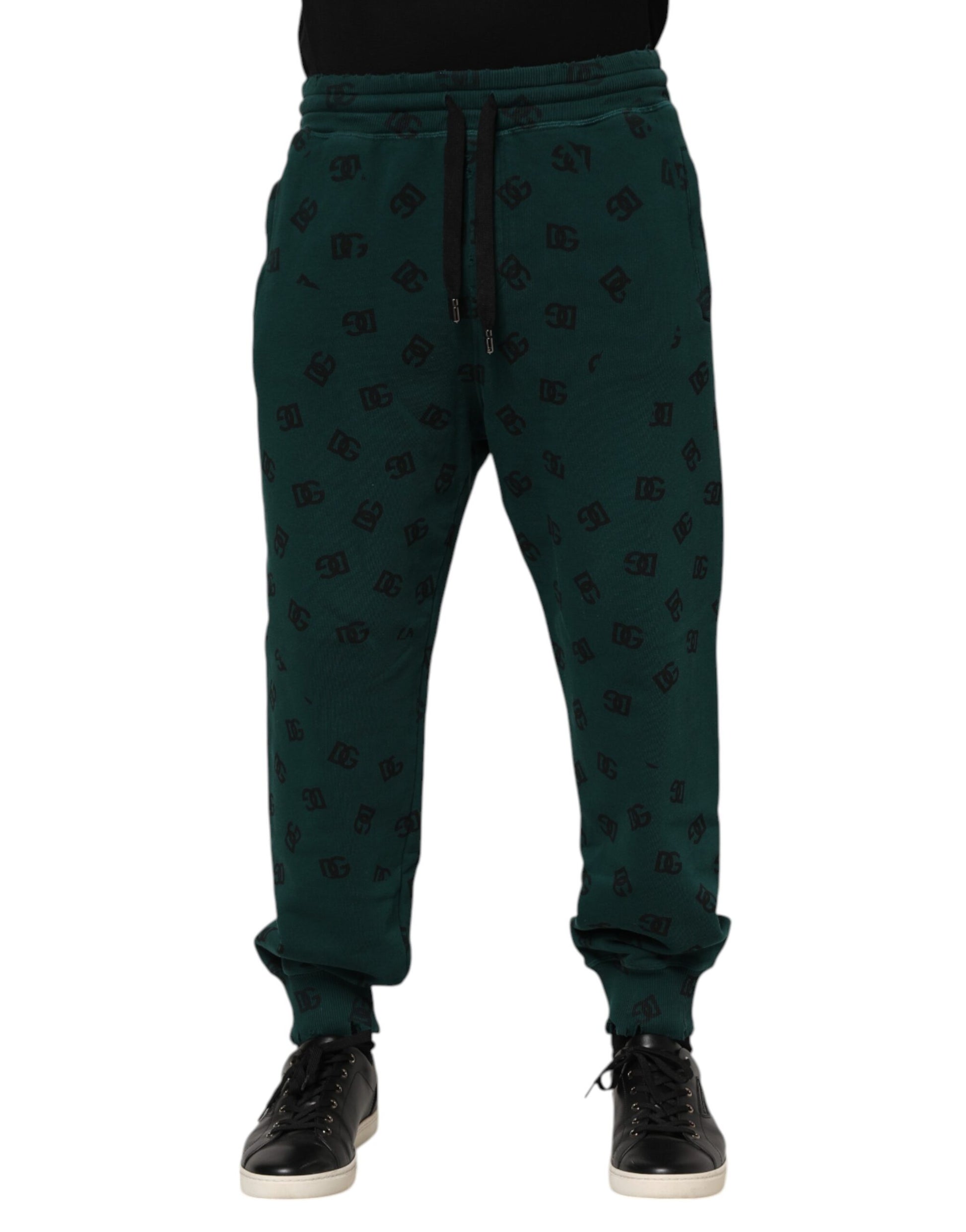 Pantalon de survêtement Dolce & Gabbana vert imprimé logo pour homme