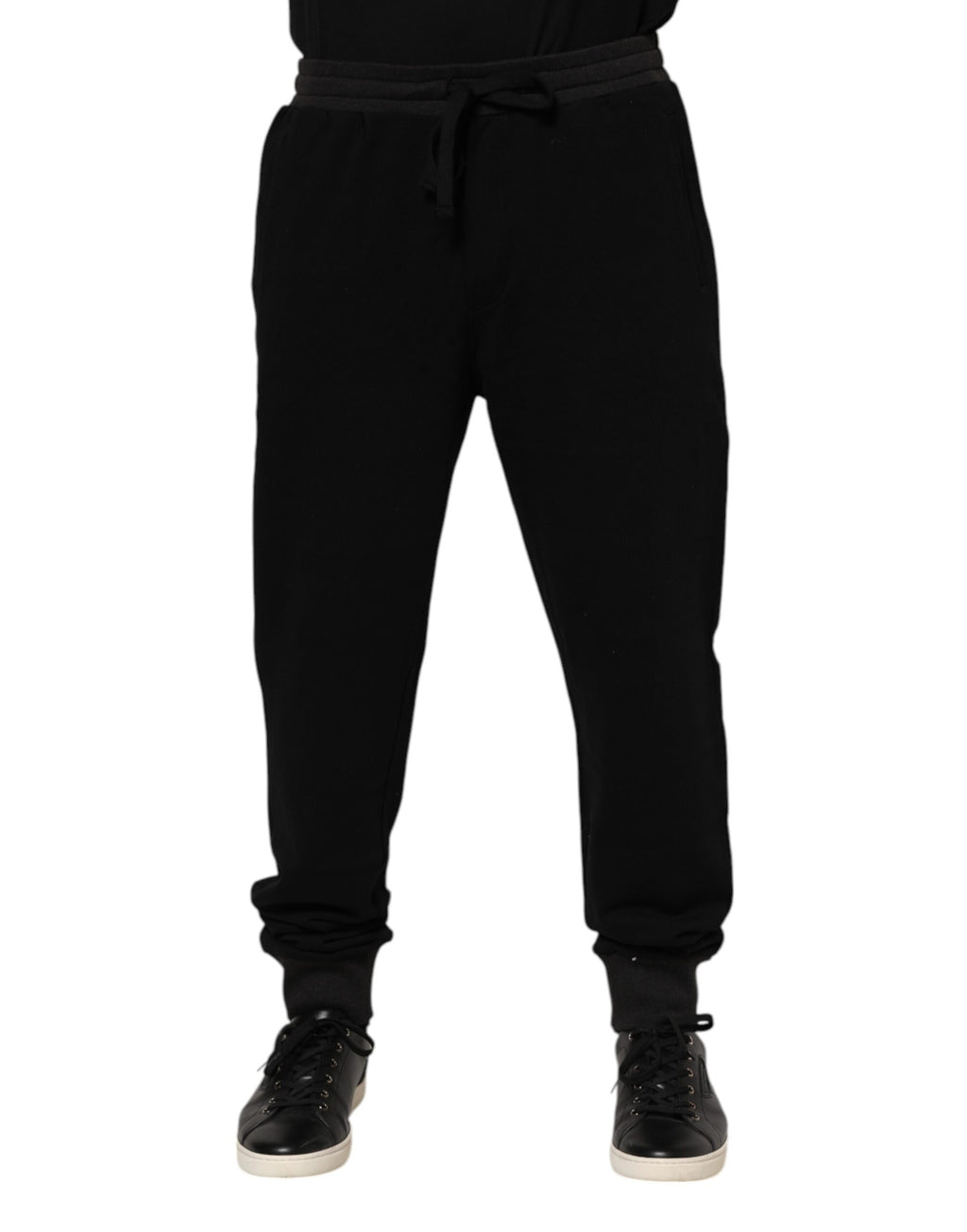 Pantalon de survêtement Dolce & Gabbana en coton noir avec motif couronne