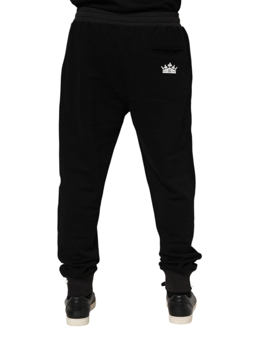 Pantalon de survêtement Dolce & Gabbana en coton noir avec motif couronne