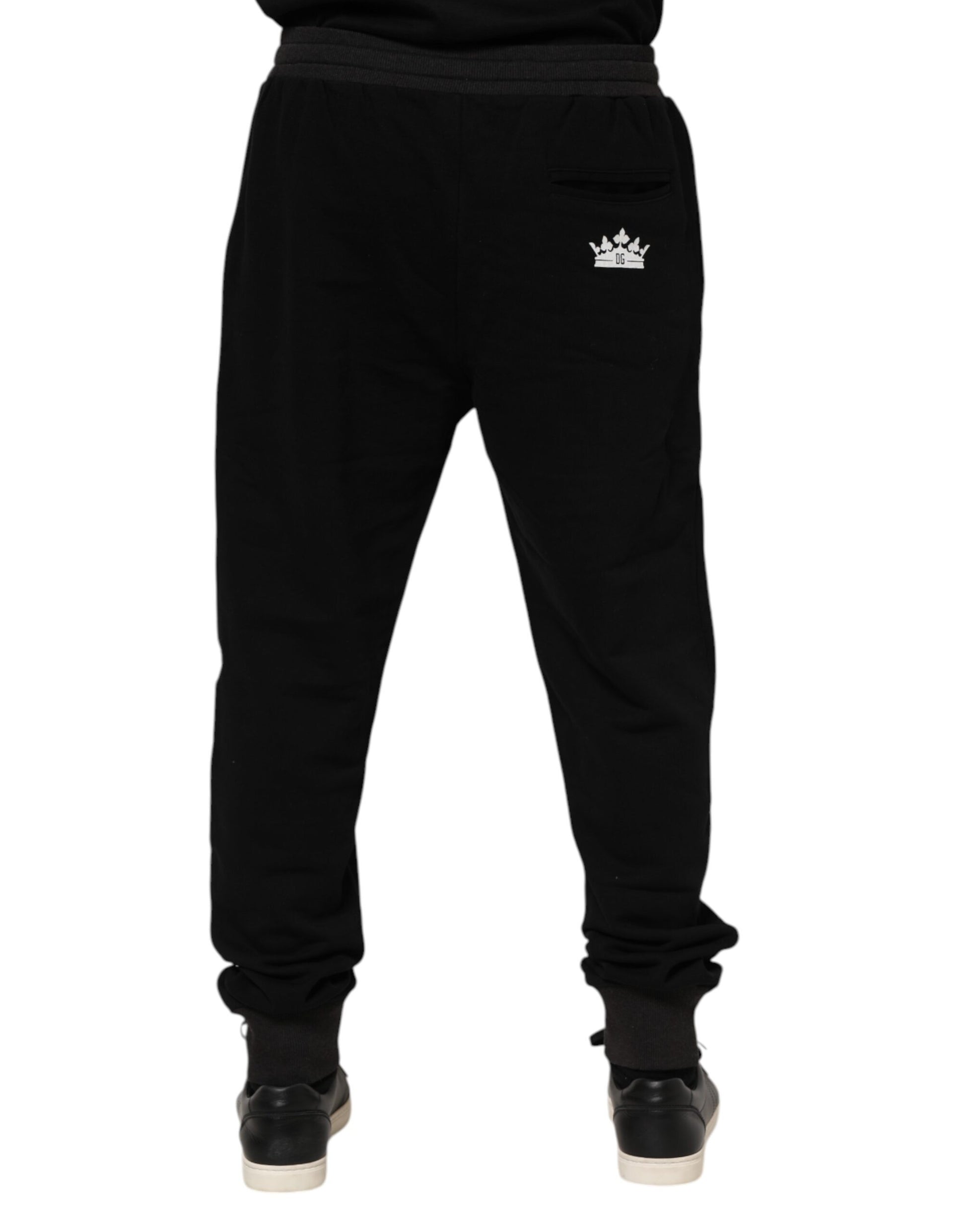 Pantalon de survêtement Dolce & Gabbana en coton noir avec motif couronne