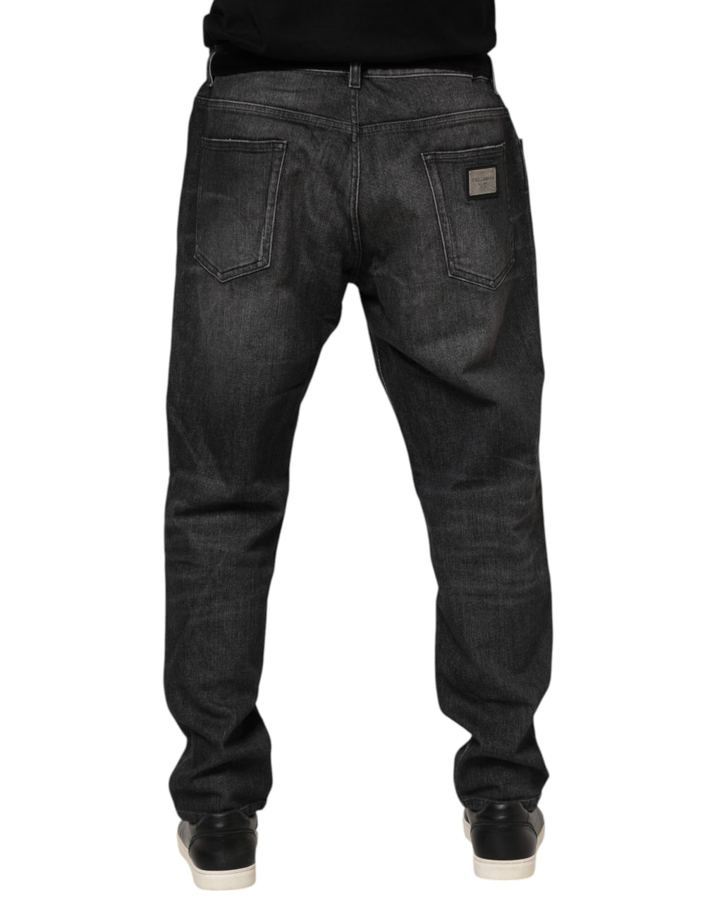 Jeans en denim coupe ample en coton délavé gris Dolce & Gabbana