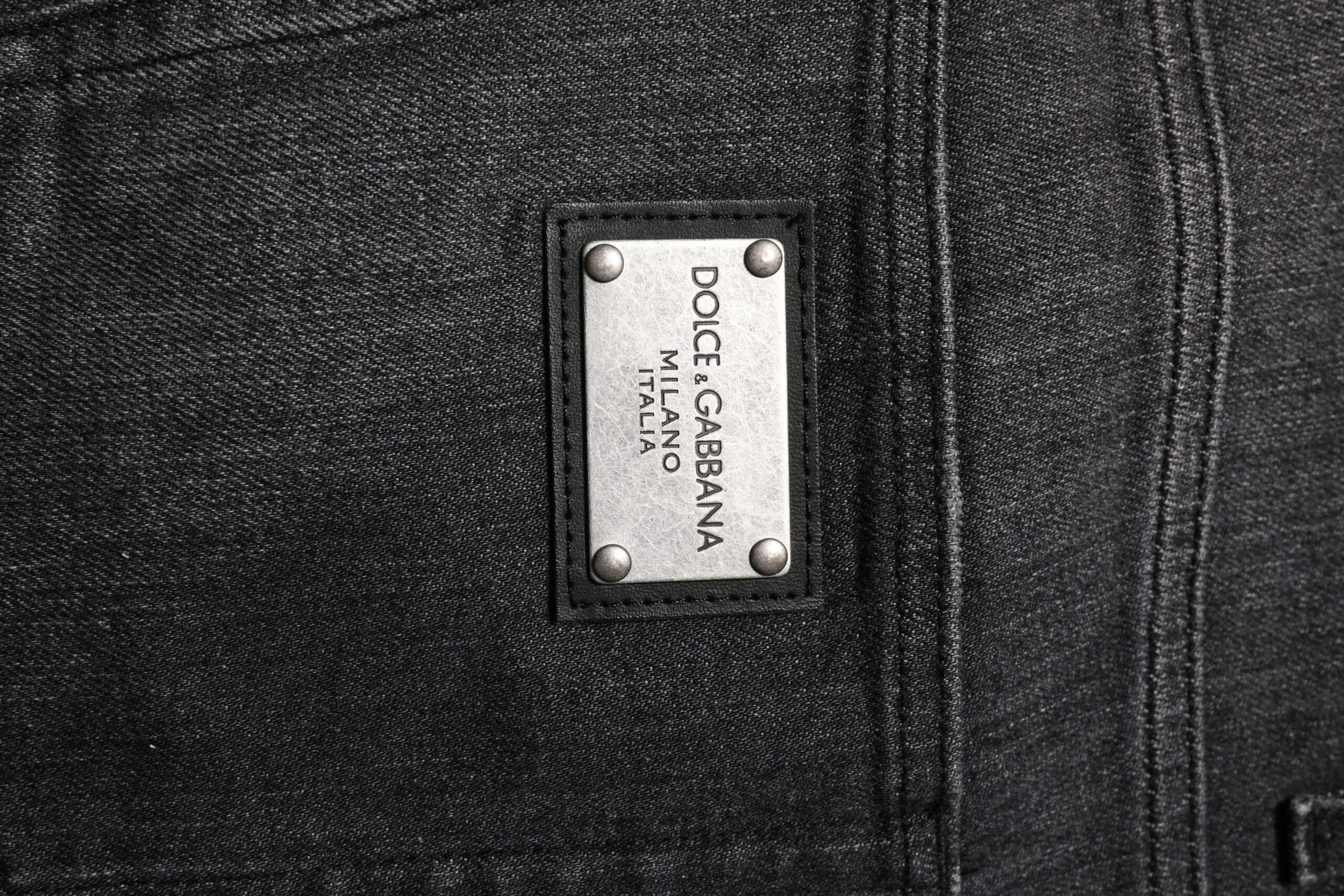 Jeans en denim coupe ample en coton délavé gris Dolce & Gabbana