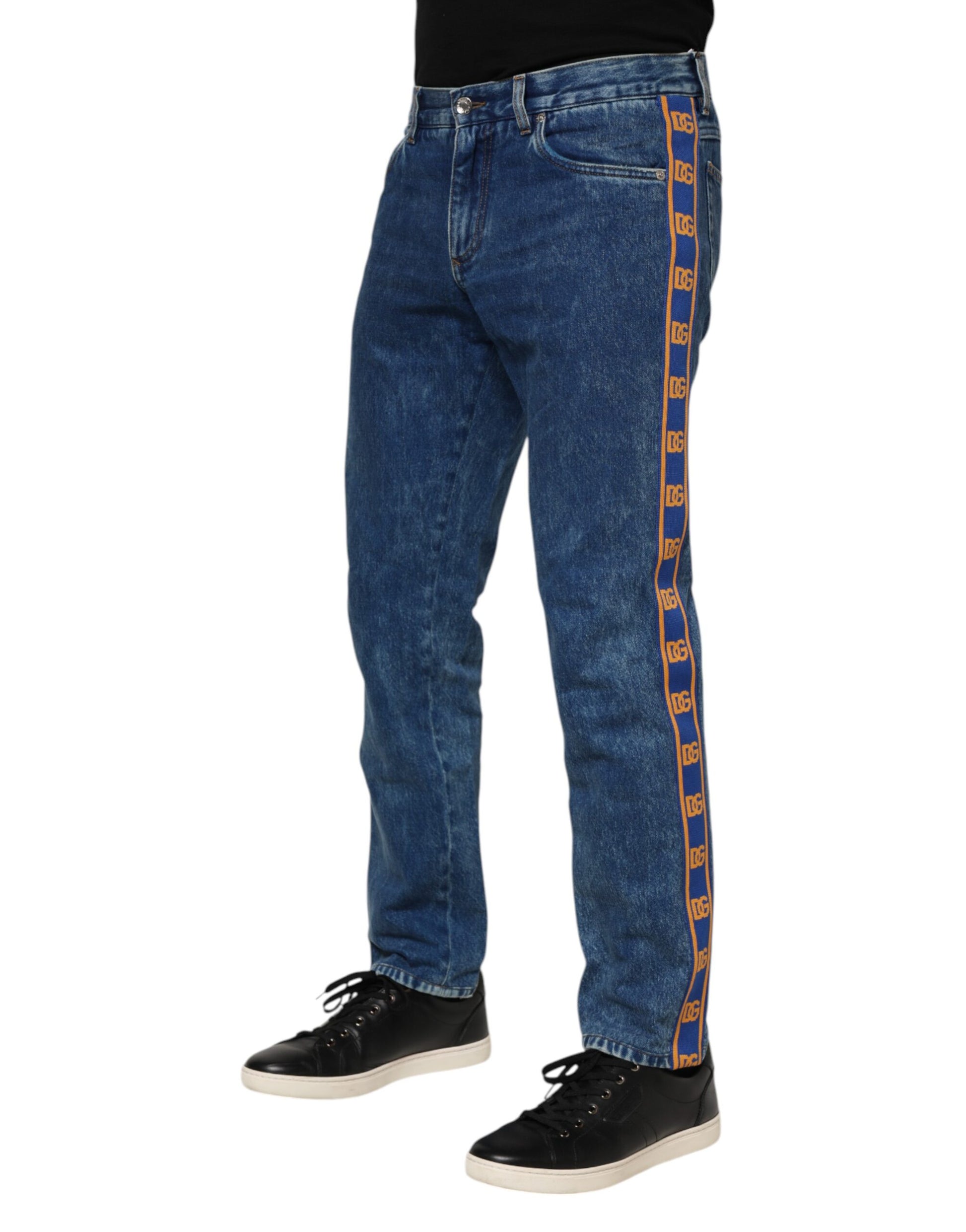 Jean en jean à logo Dolce & Gabbana en coton bleu