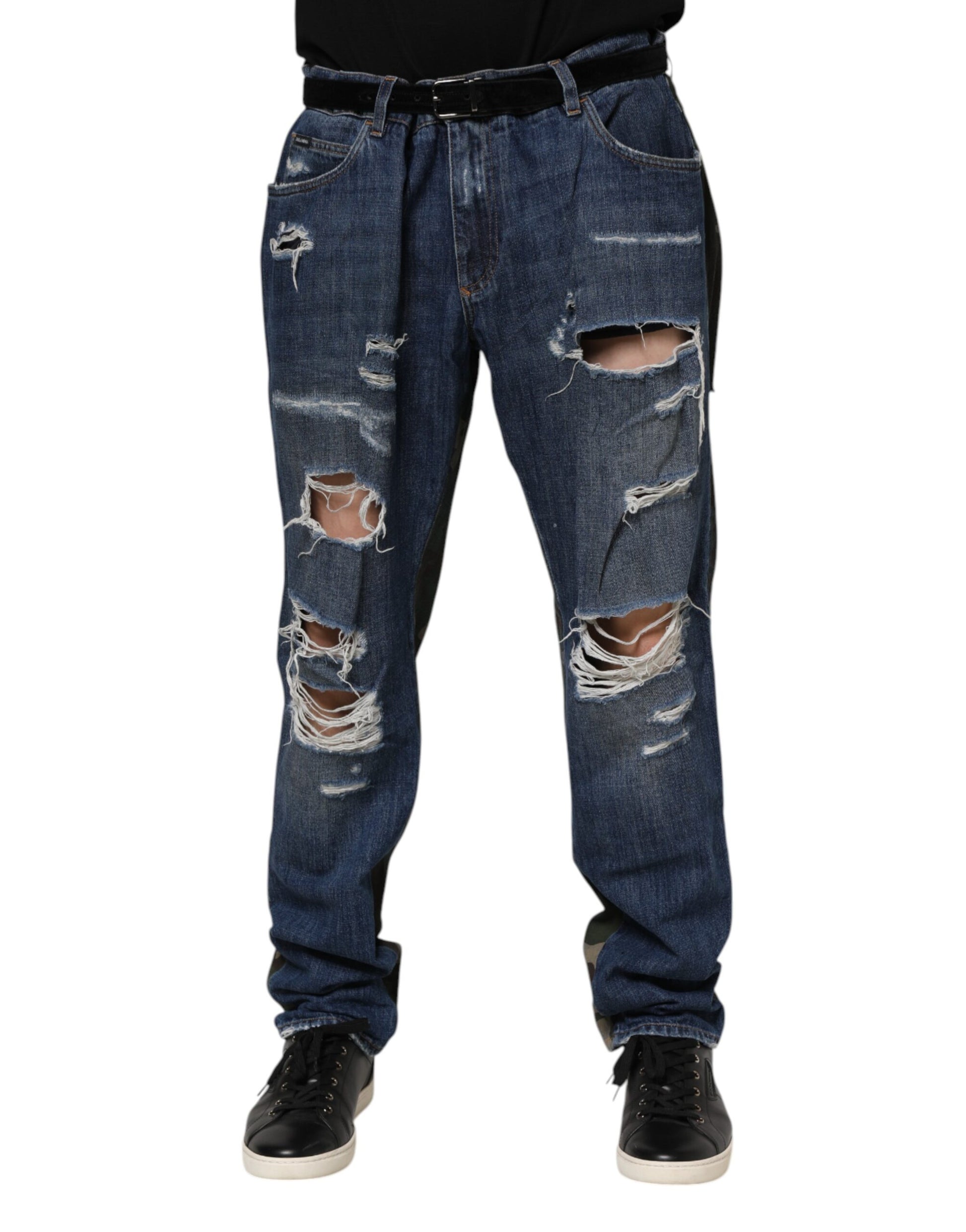 Jean en jean camouflage en coton bleu Dolce & Gabbana