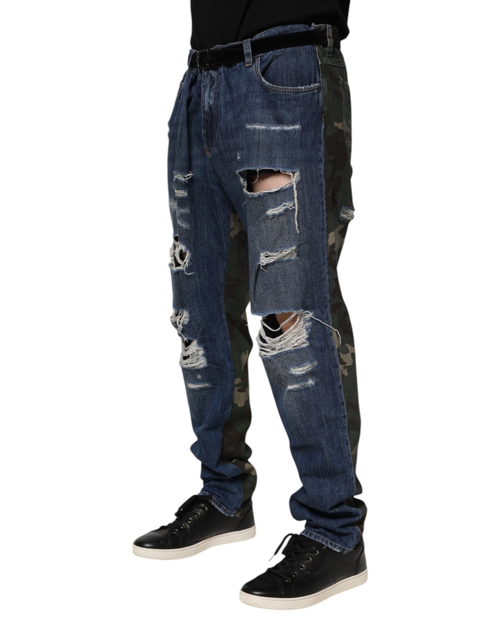 Jean en jean camouflage en coton bleu Dolce & Gabbana