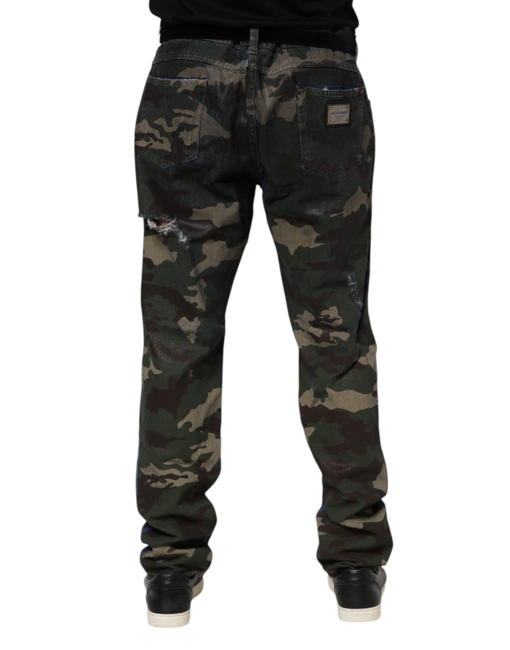 Jean en jean camouflage en coton bleu Dolce & Gabbana