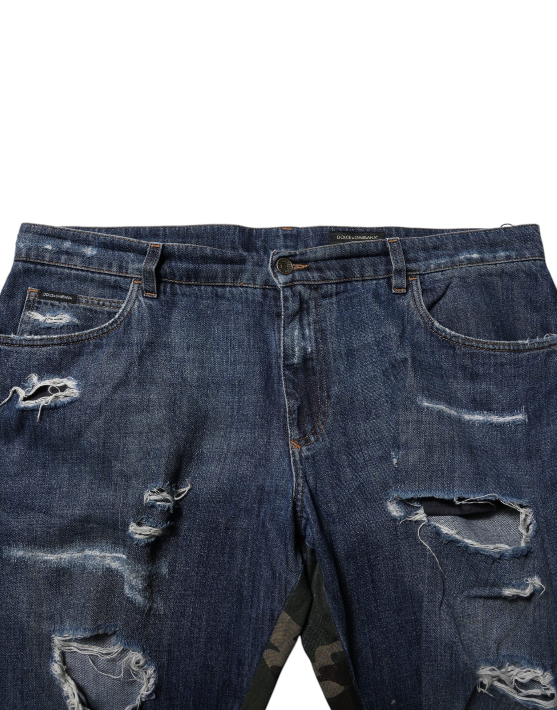 Jean en jean camouflage en coton bleu Dolce & Gabbana
