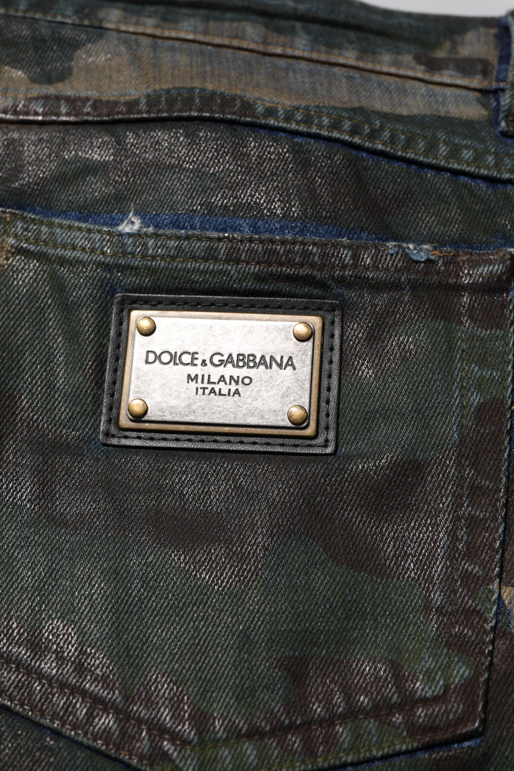 Jean en jean camouflage en coton bleu Dolce & Gabbana