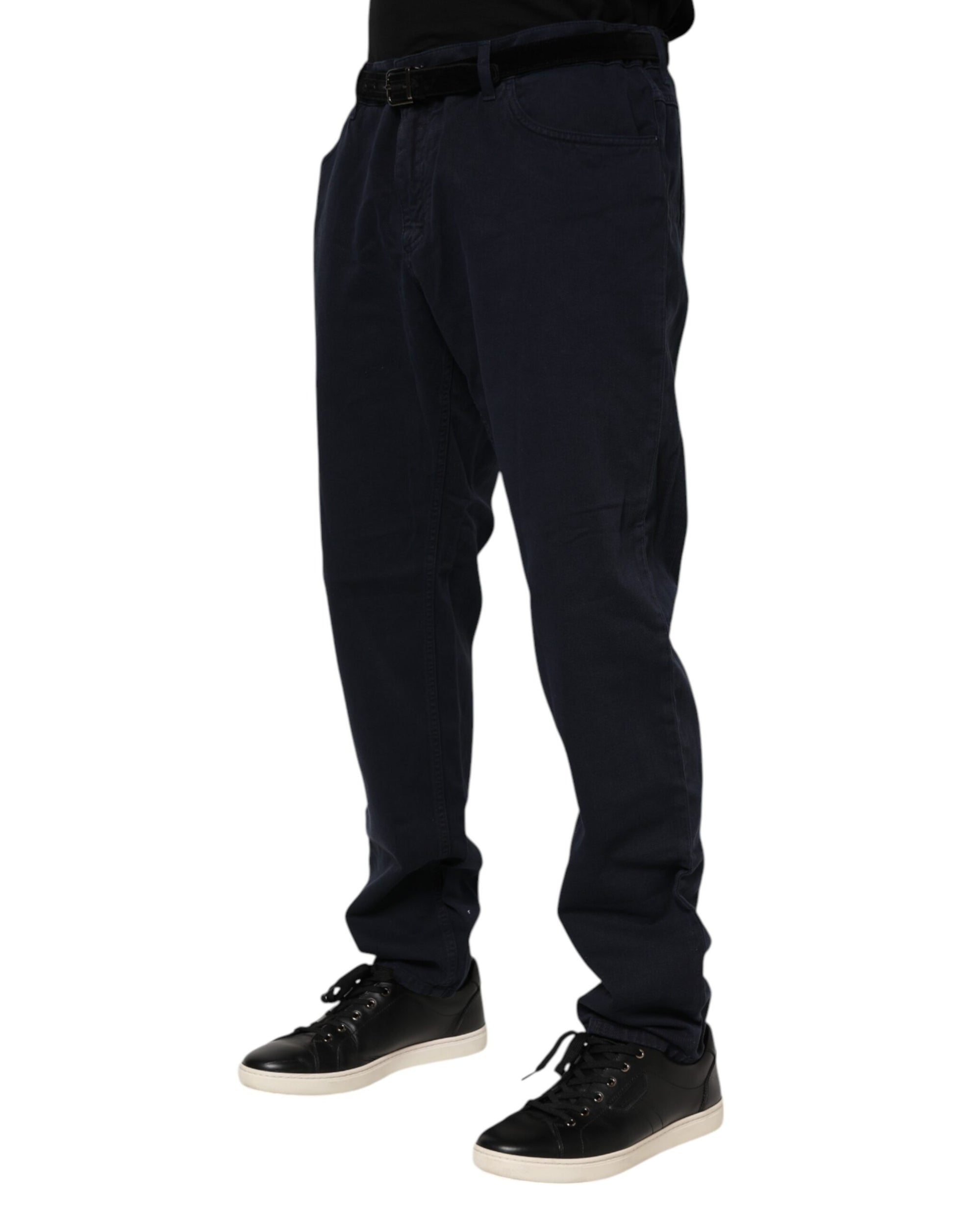 Jean en denim de coton fuselé noir Dolce & Gabbana