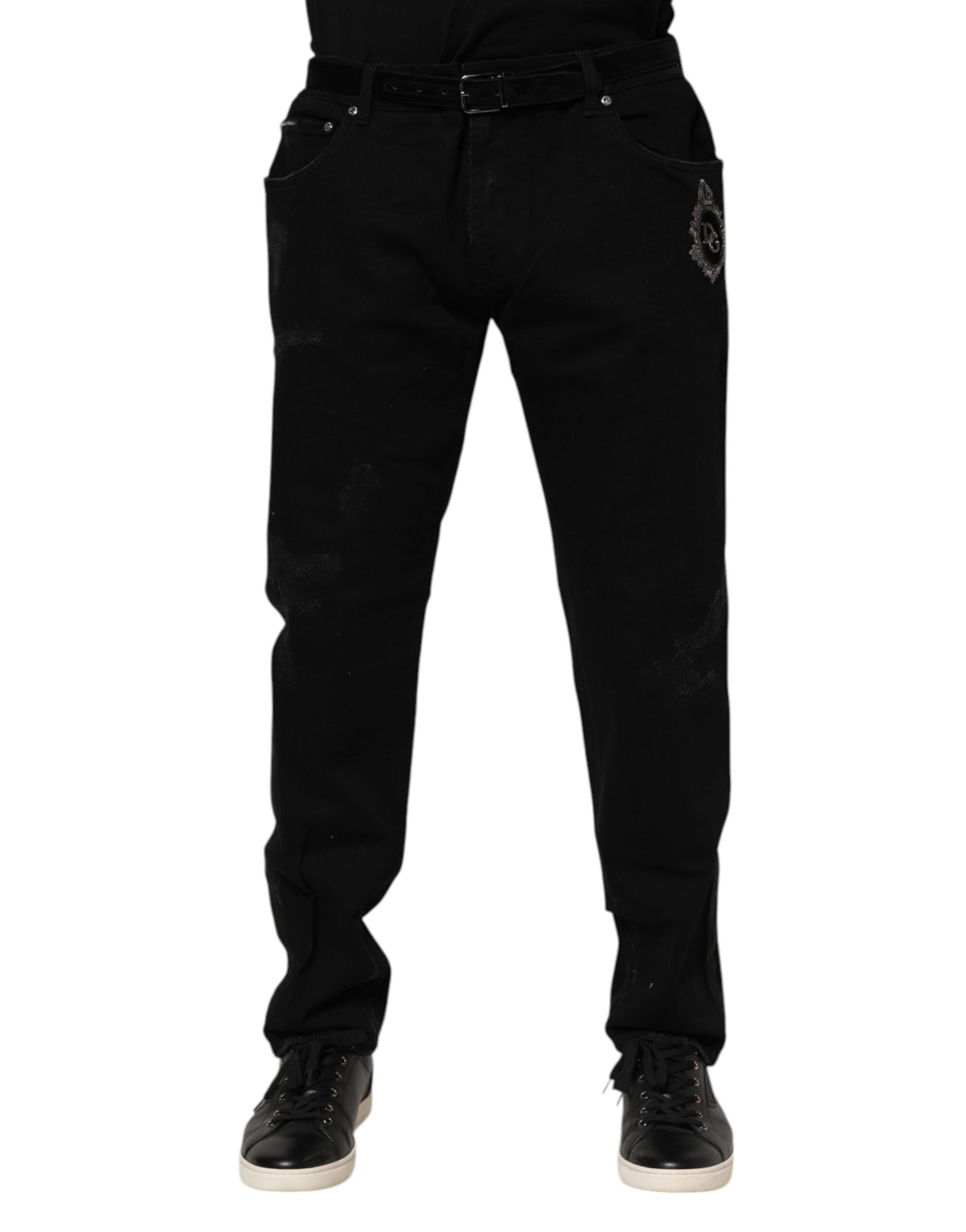 Jeans skinny en denim de coton noir Dolce & Gabbana pour homme