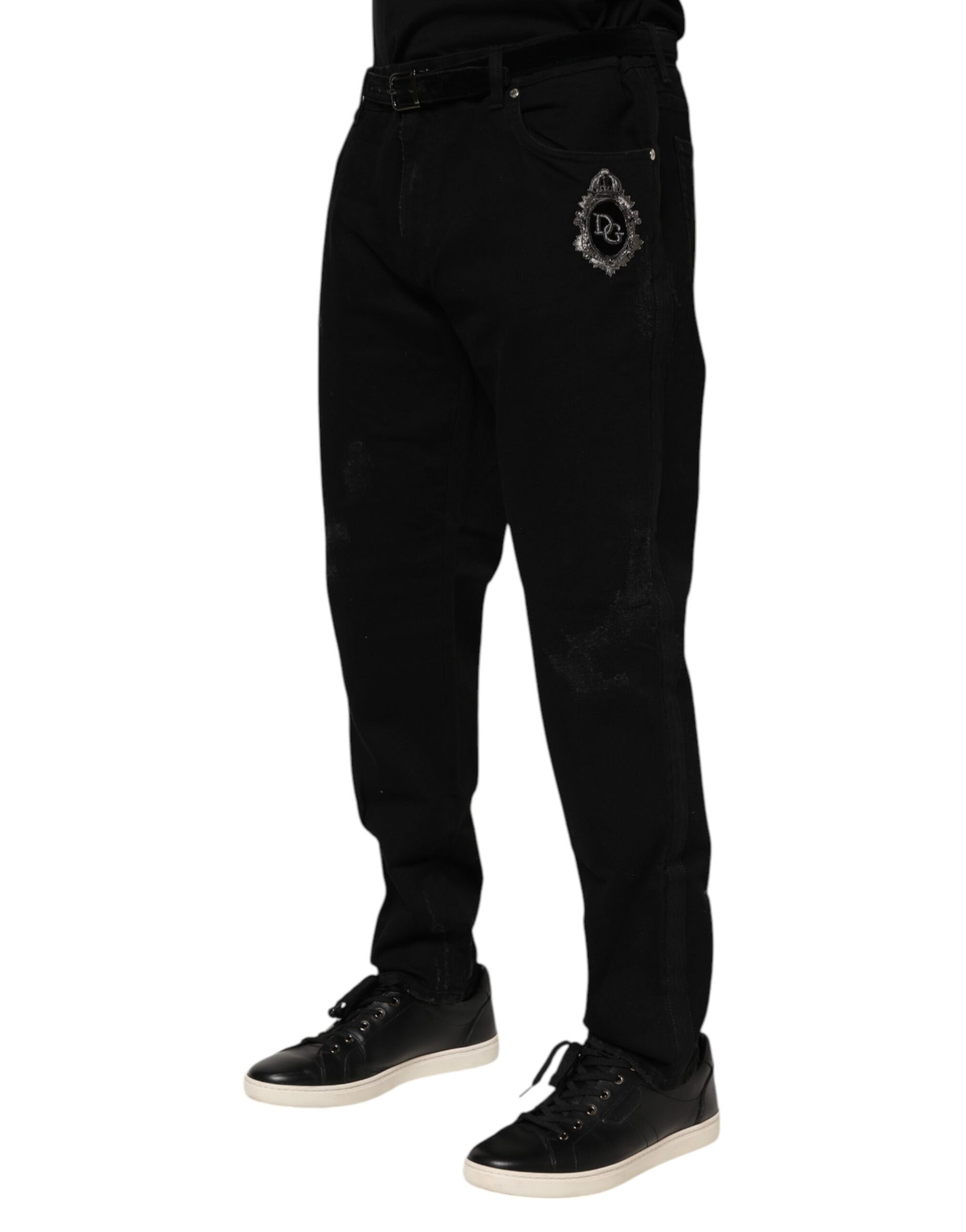 Jeans skinny en denim de coton noir Dolce & Gabbana pour homme
