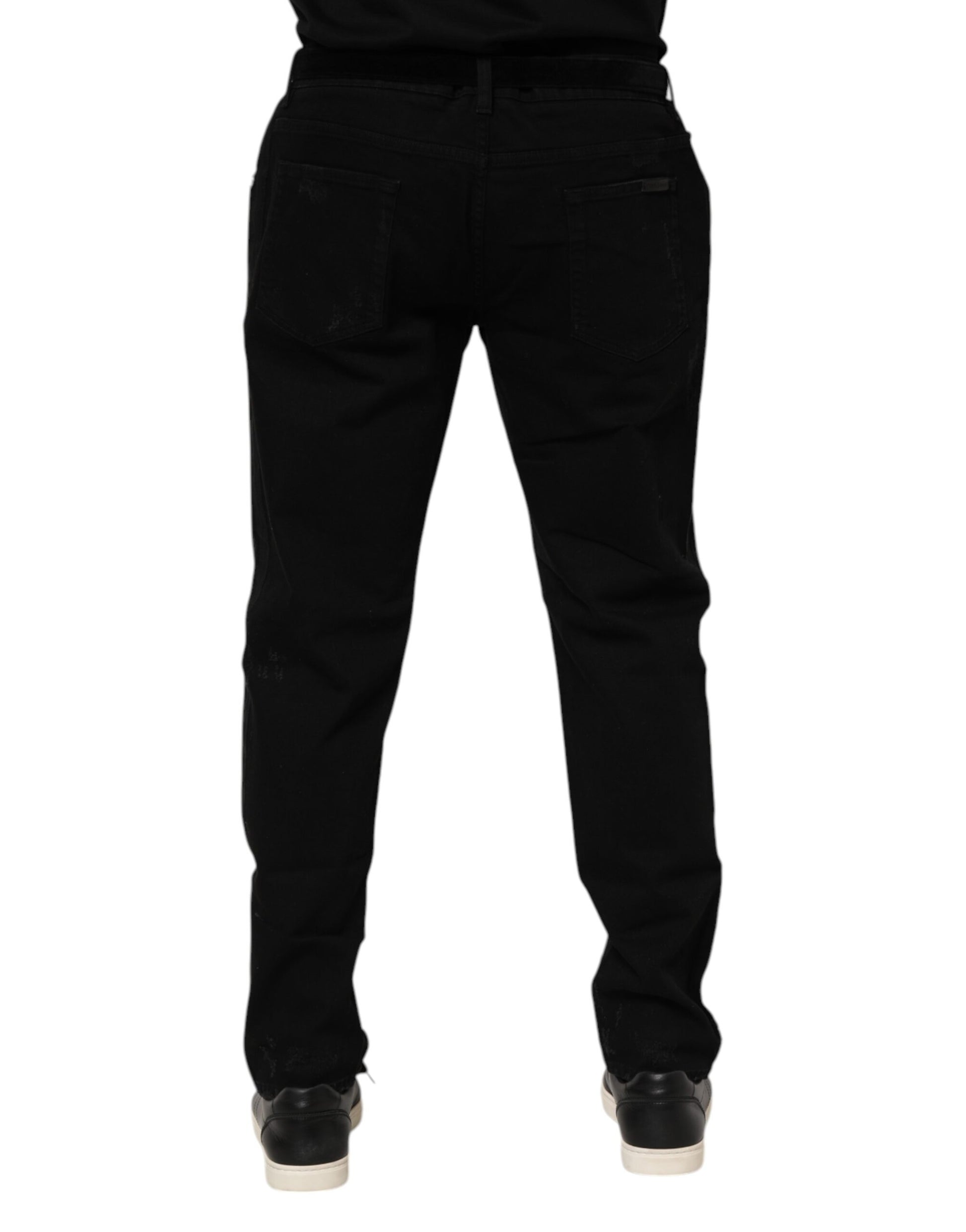 Jeans skinny en denim de coton noir Dolce & Gabbana pour homme