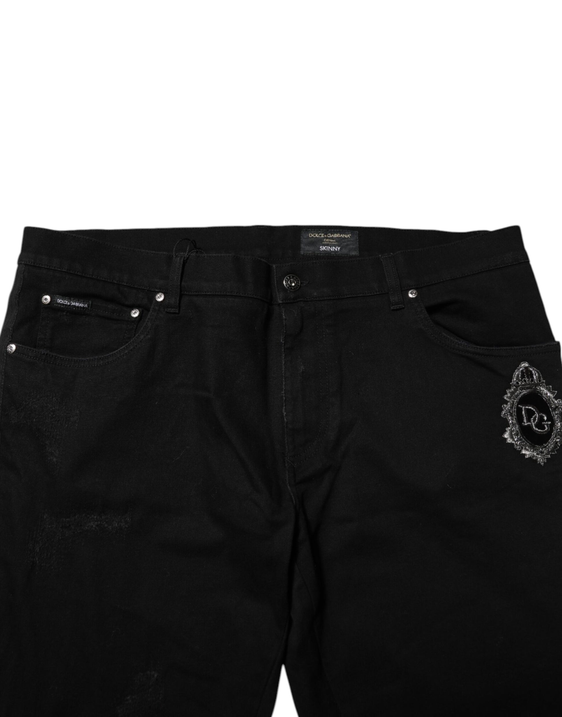 Jeans skinny en denim de coton noir Dolce & Gabbana pour homme