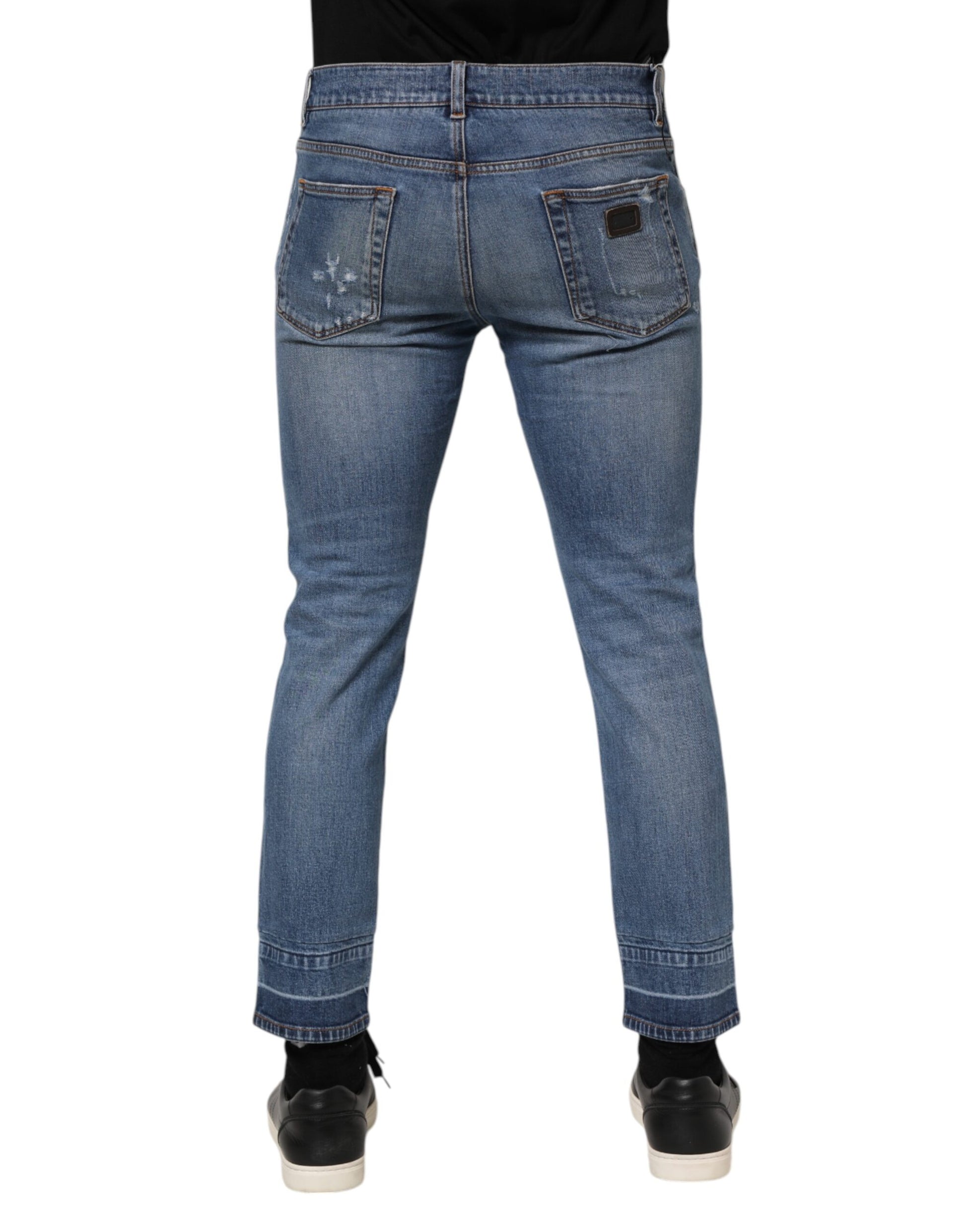 Dolce & Gabbana Blue Cotton Logo Plaque COMFORT Denim Jeans