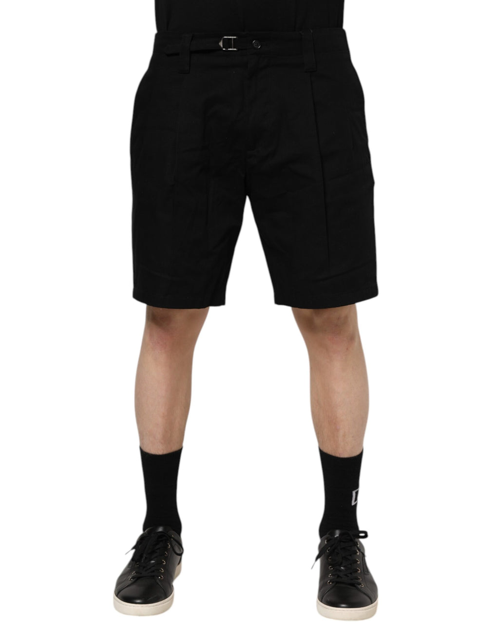 Shorts Bermudas Homme Dolce & Gabbana en Coton Noir Longueur Genoux