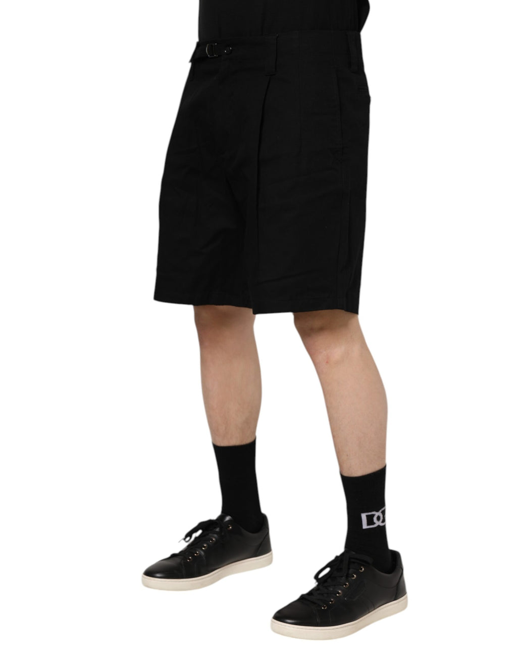 Shorts Bermudas Homme Dolce & Gabbana en Coton Noir Longueur Genoux
