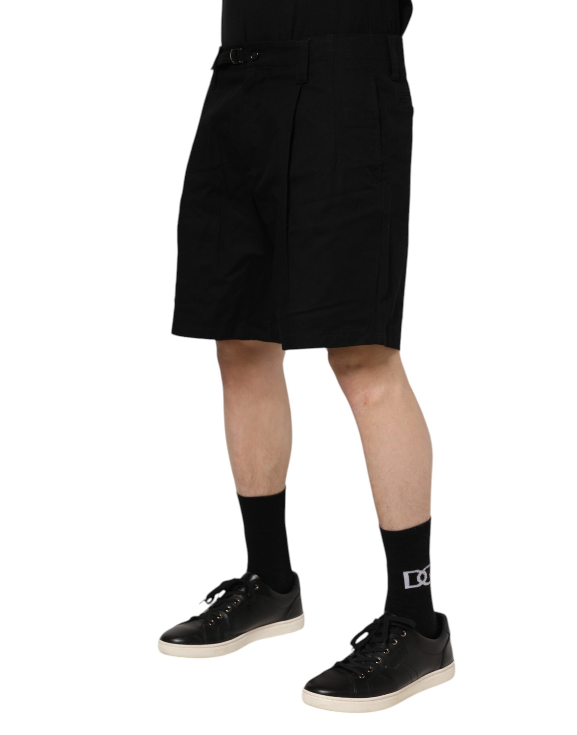Shorts Bermudas Homme Dolce & Gabbana en Coton Noir Longueur Genoux