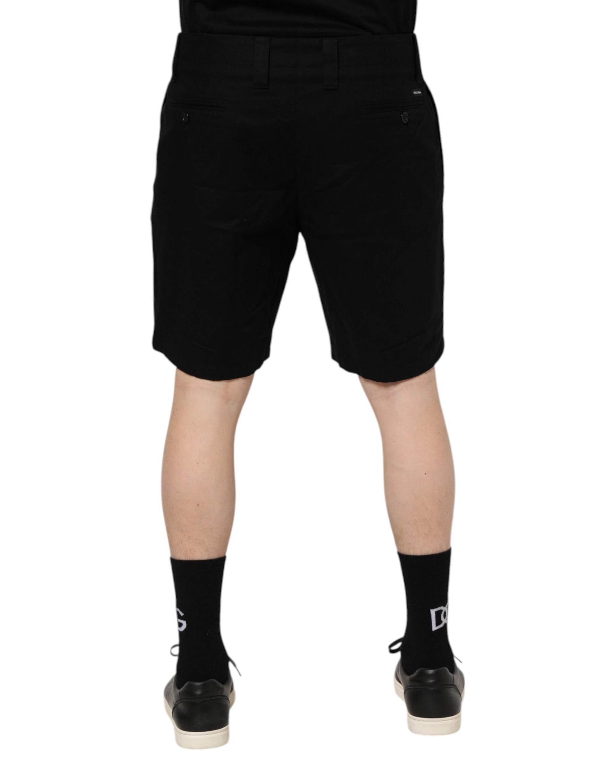 Shorts Bermudas Homme Dolce & Gabbana en Coton Noir Longueur Genoux