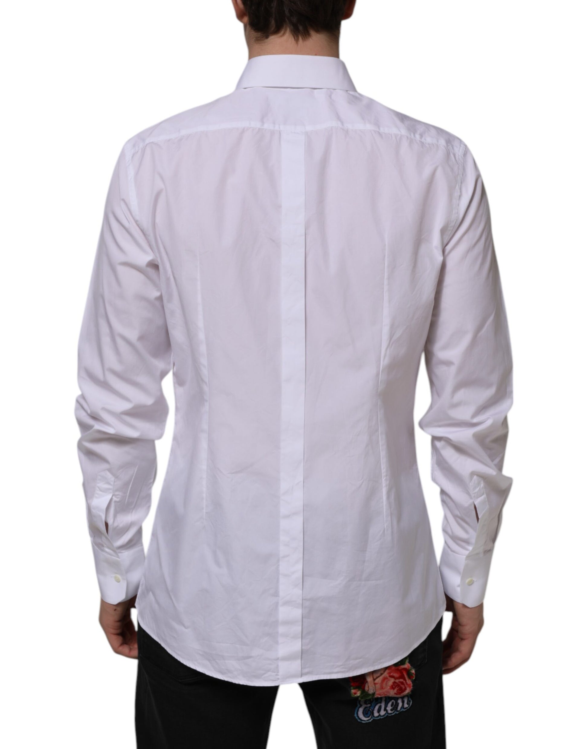 Chemise Habillée Manches Longues Dolce & Gabbana GOLD en Coton Blanc