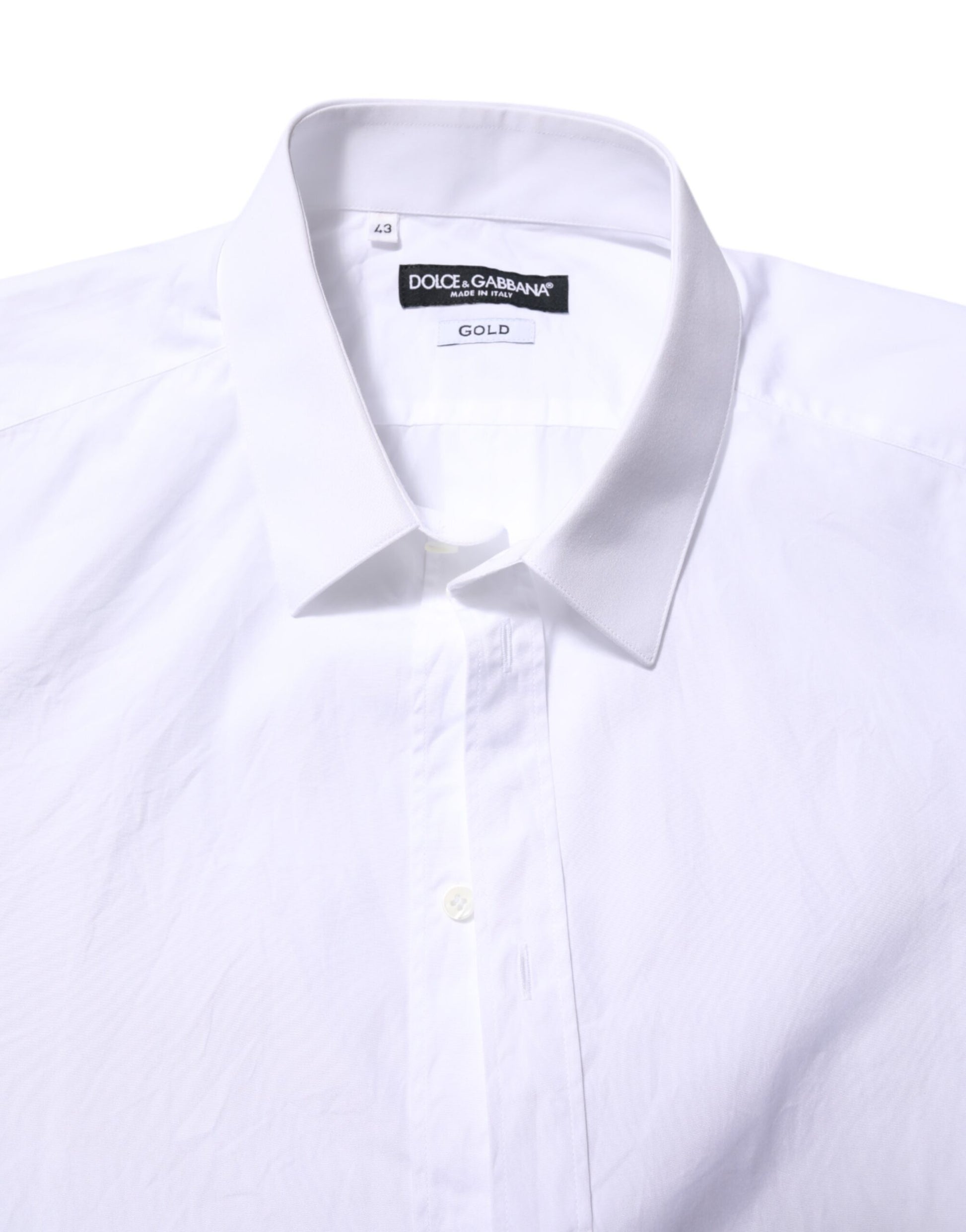Chemise Habillée Manches Longues Dolce & Gabbana GOLD en Coton Blanc