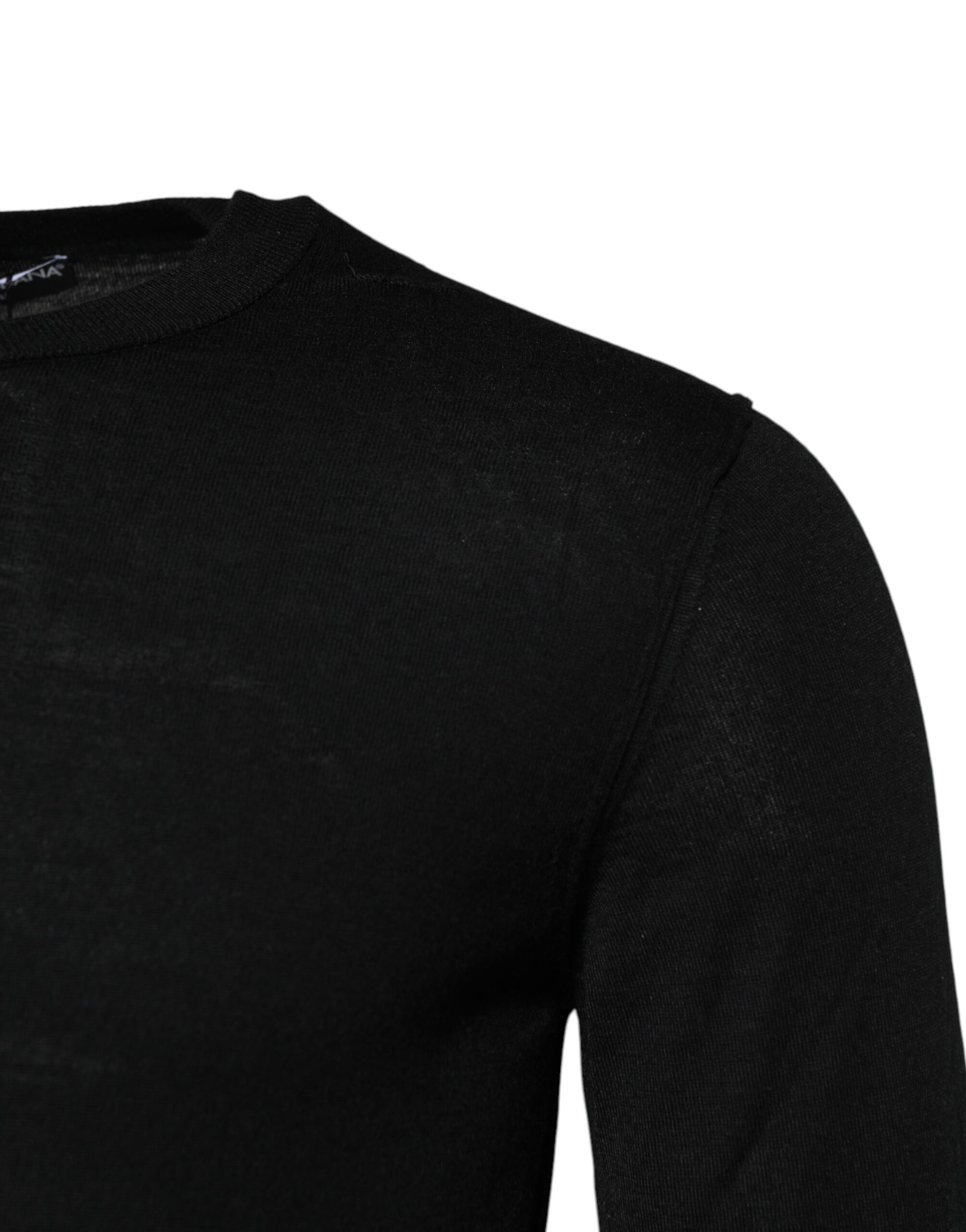T-shirt Dolce & Gabbana col rond à manches longues en cachemire noir