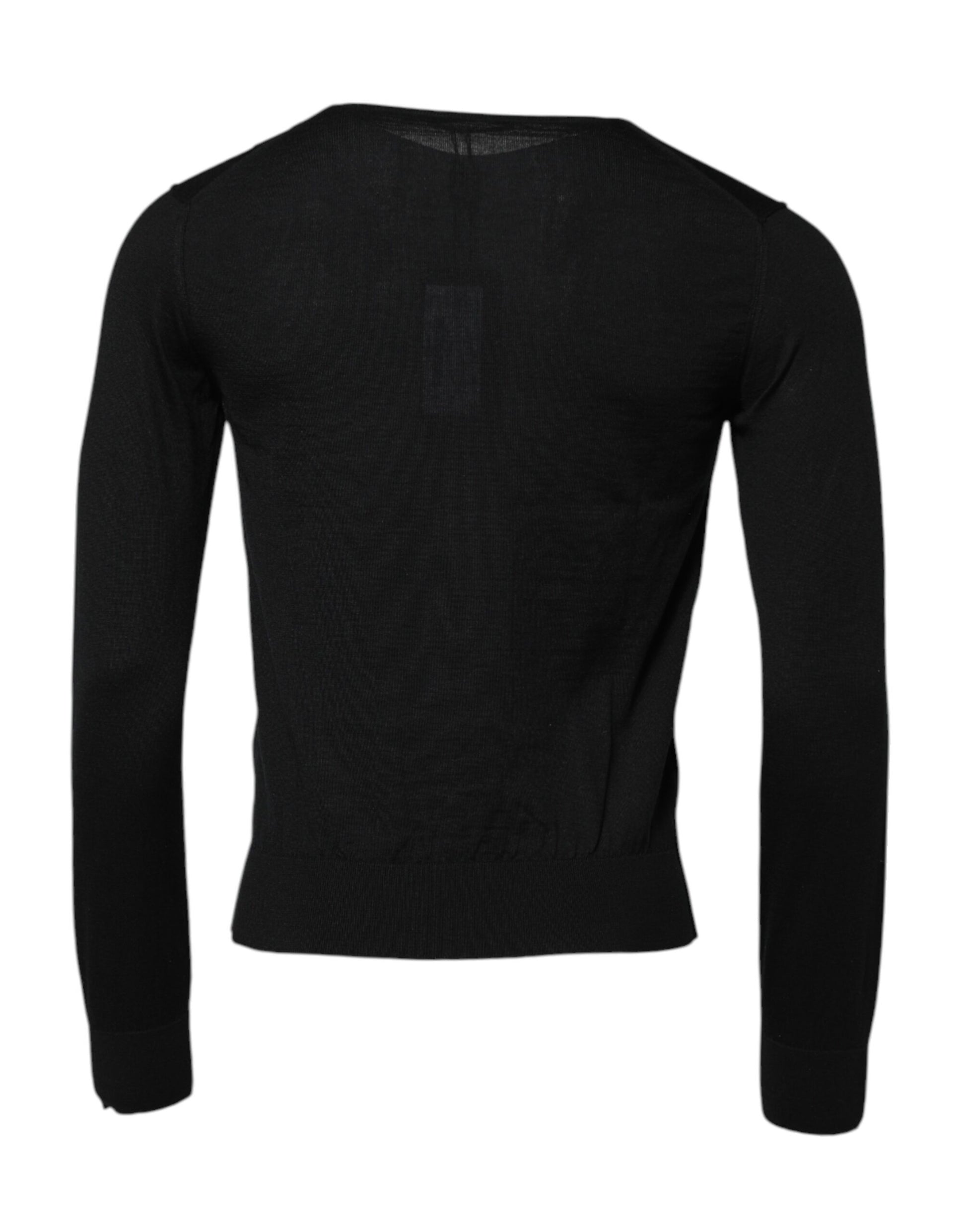 T-shirt Dolce & Gabbana col rond à manches longues en cachemire noir