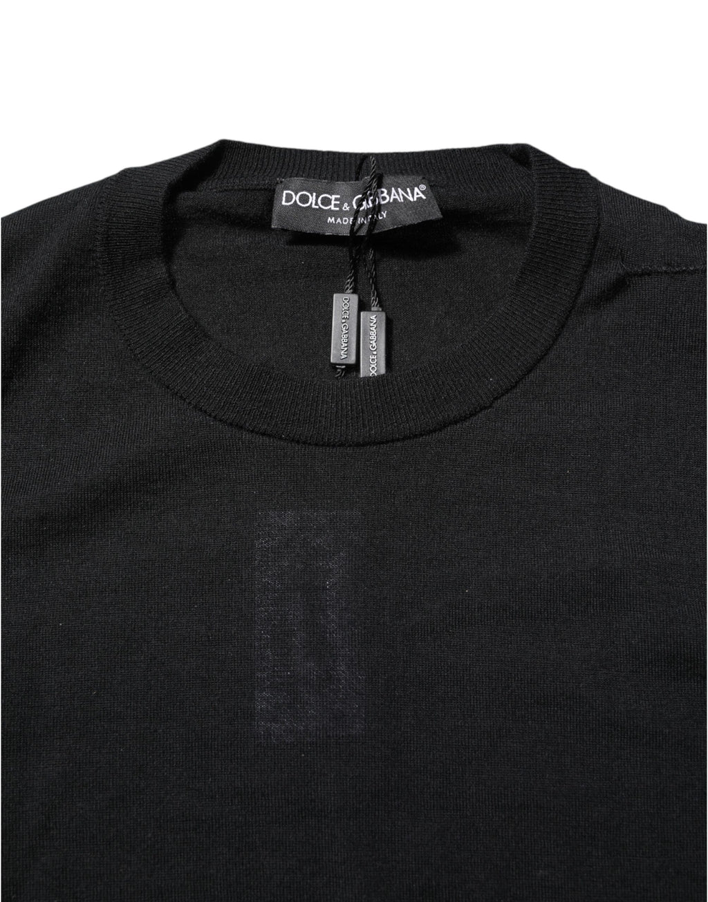 T-shirt Dolce & Gabbana col rond à manches longues en cachemire noir