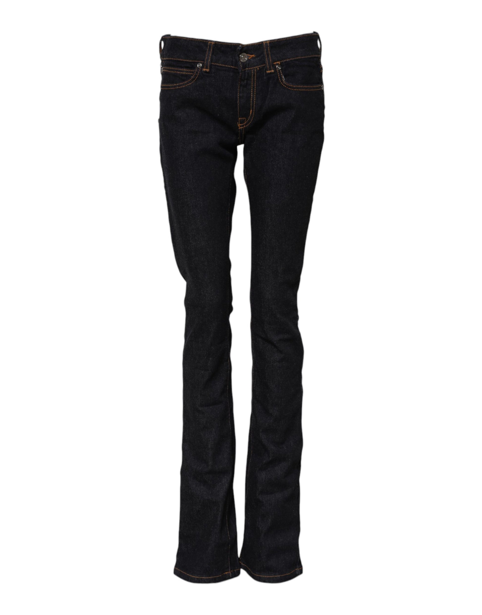Jean slim GF Ferre en denim de coton bleu foncé taille mi-haute