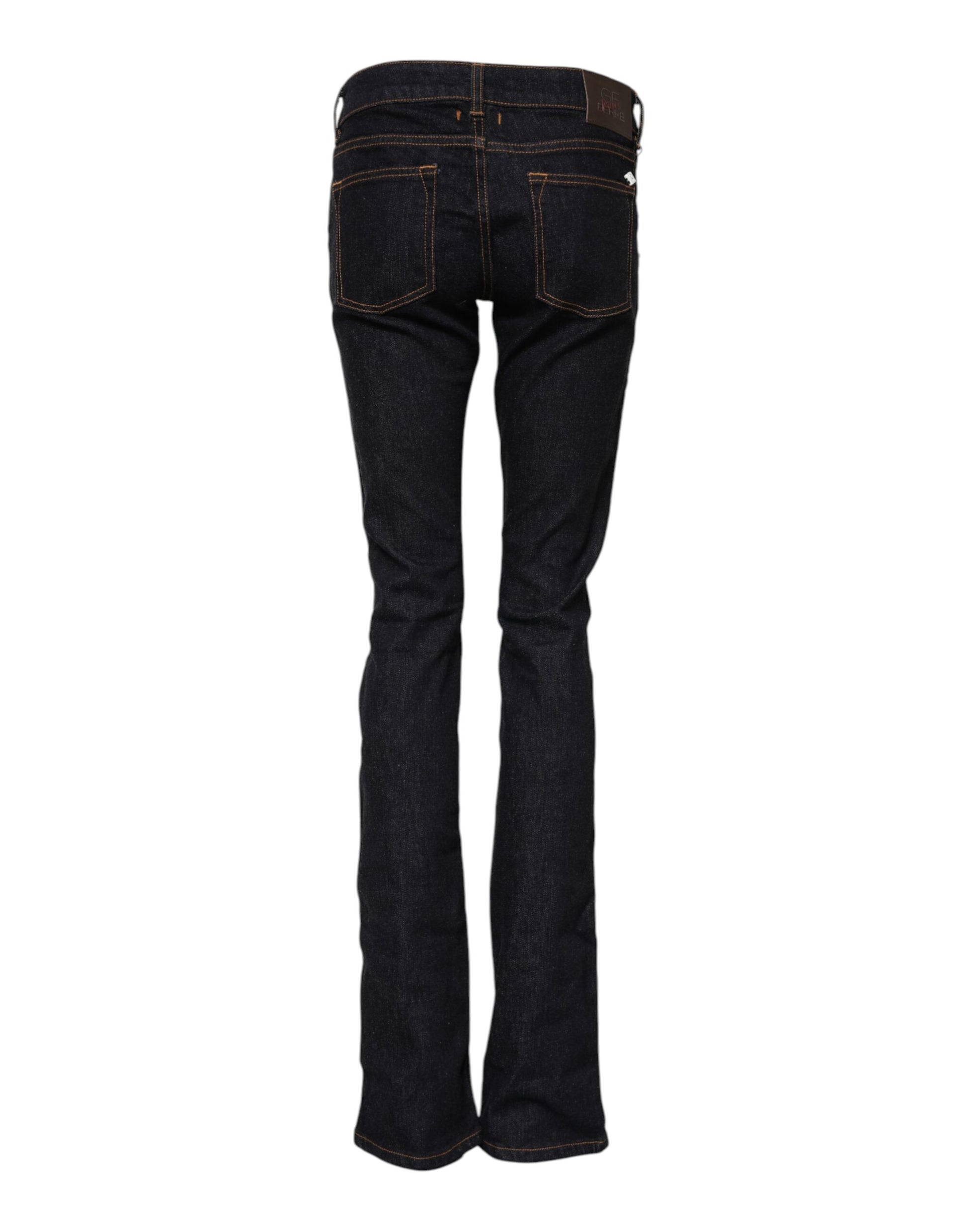 Jean slim GF Ferre en denim de coton bleu foncé taille mi-haute