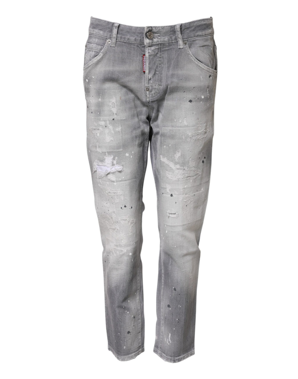Jean fuselé Dsquared² gris délavé taille mi-haute